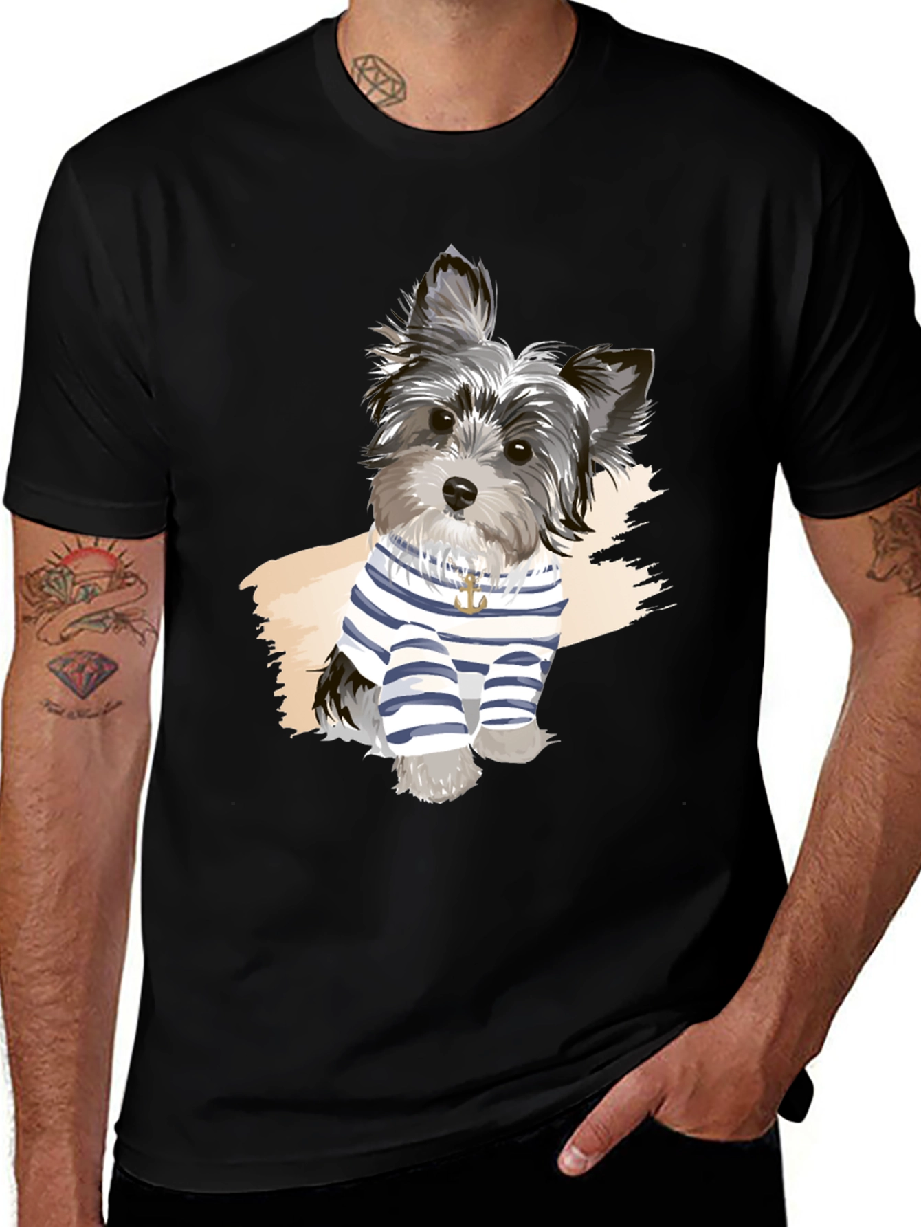 Dog Graphic Tee - Black Short Sleeve T-Shirt