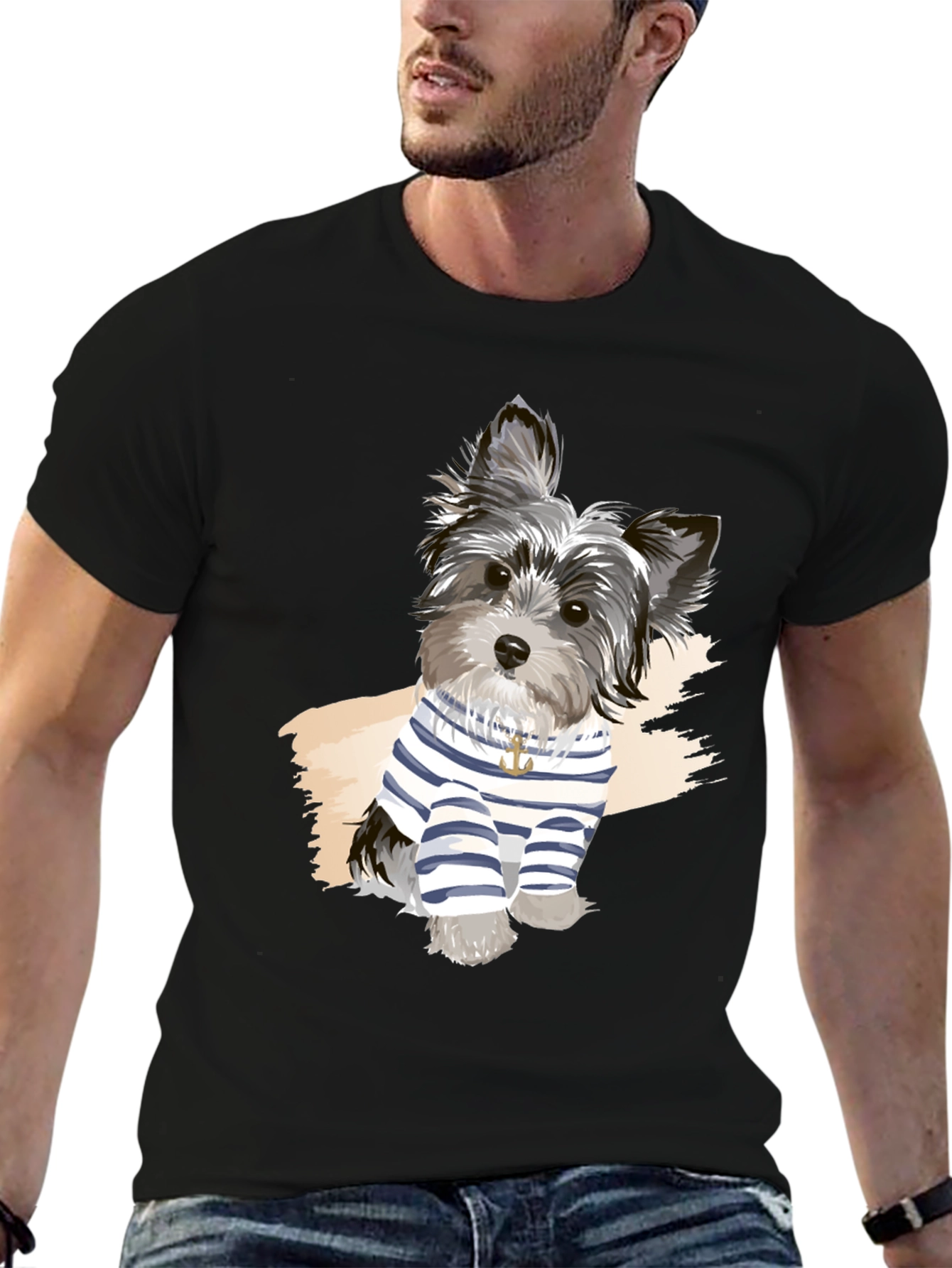 Dog Graphic Tee - Black Short Sleeve T-Shirt