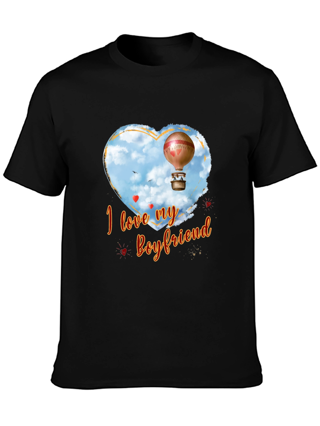 I Love My Boyfriend Hot Air Balloon Heart T-Shirt