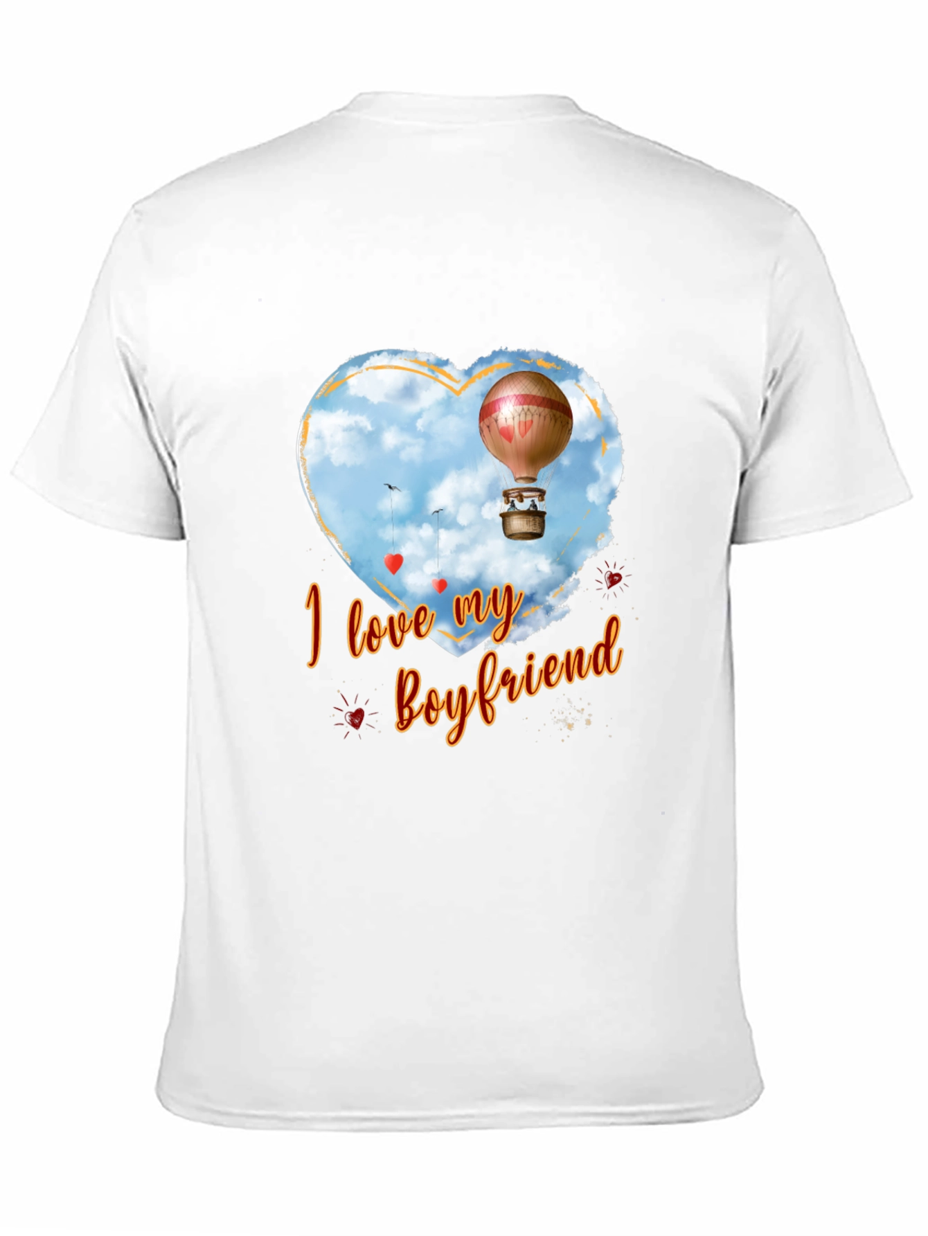 I Love My Boyfriend Hot Air Balloon Heart T-Shirt