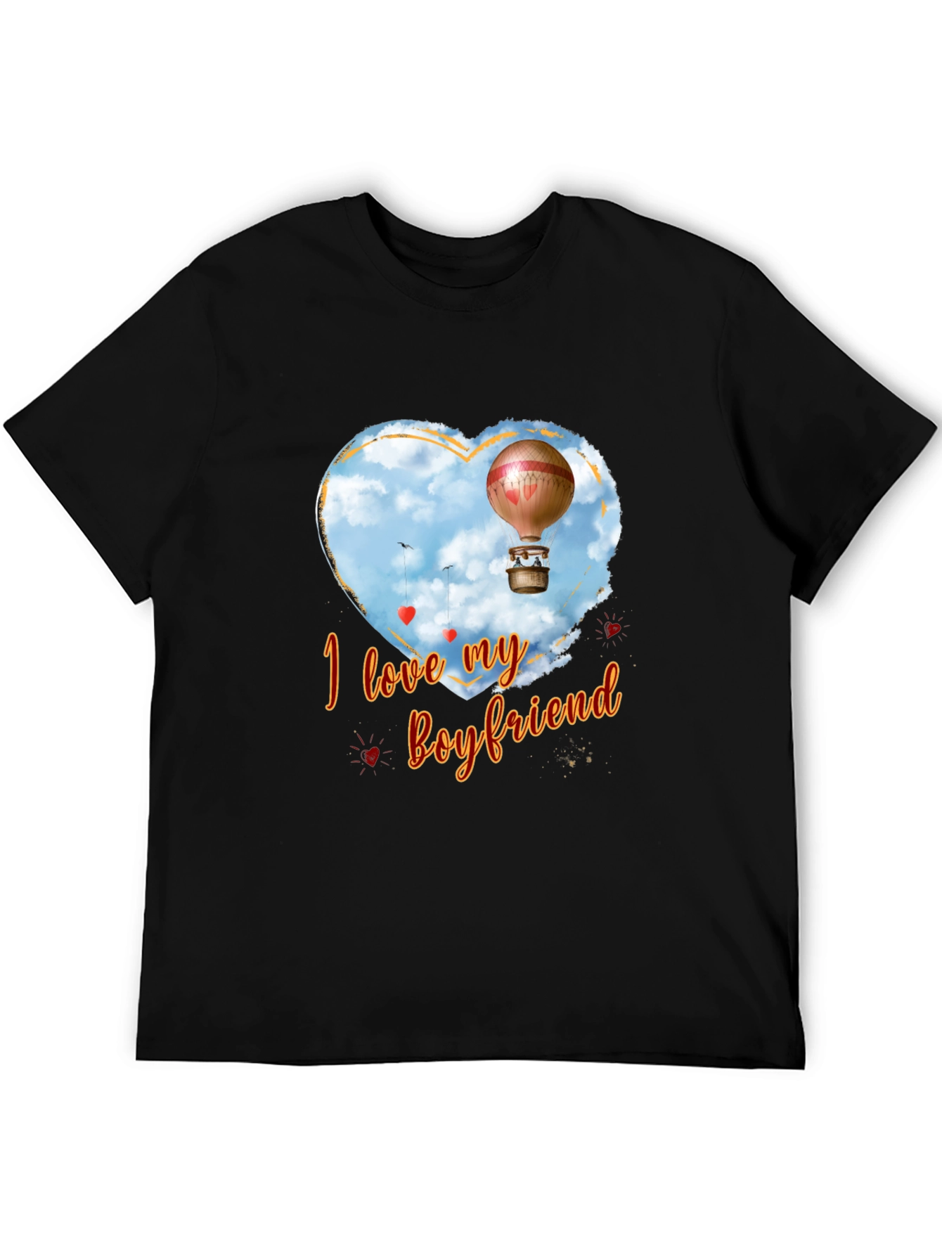 I Love My Boyfriend Hot Air Balloon Heart T-Shirt
