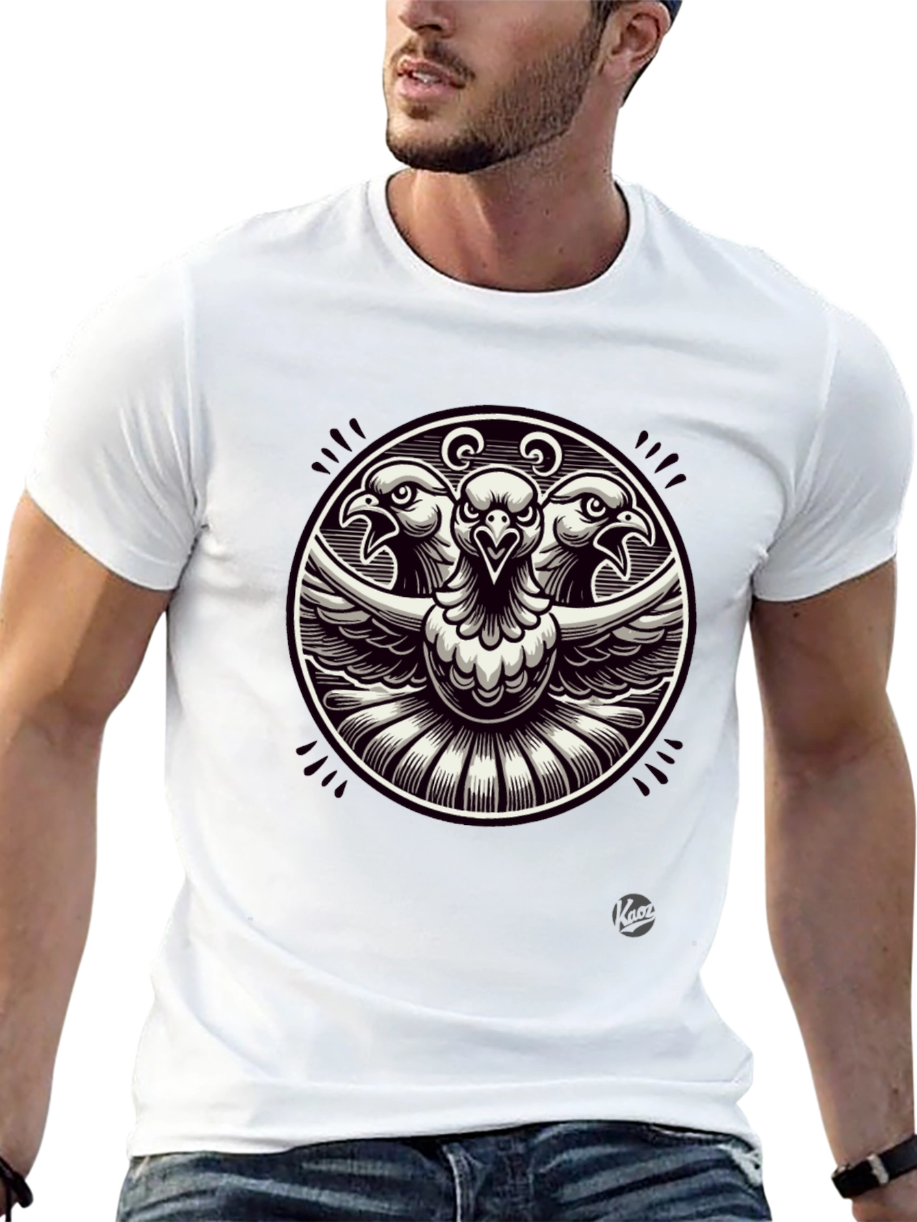 Three-Headed Eagle Graphic Tee - Black