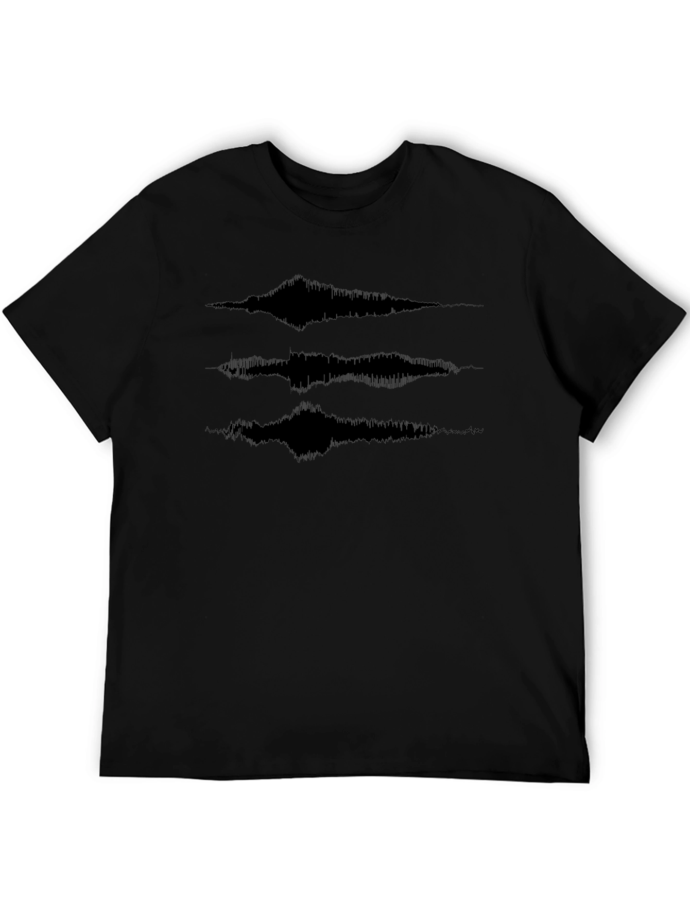 Abstract Waveform Graphic Tee - Modern Black T-Shirt