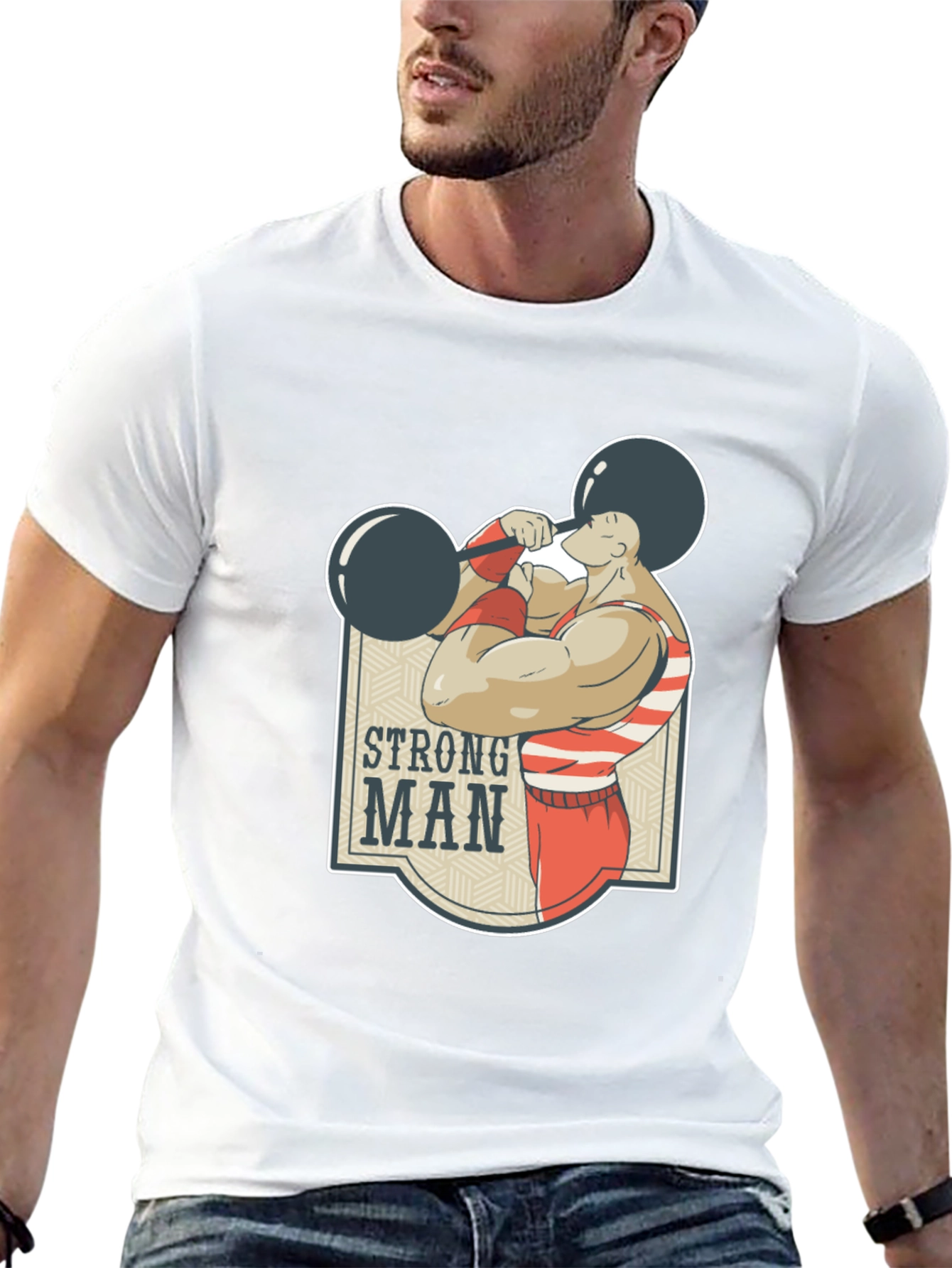 Strongman Graphic Tee - Black Cotton T-Shirt