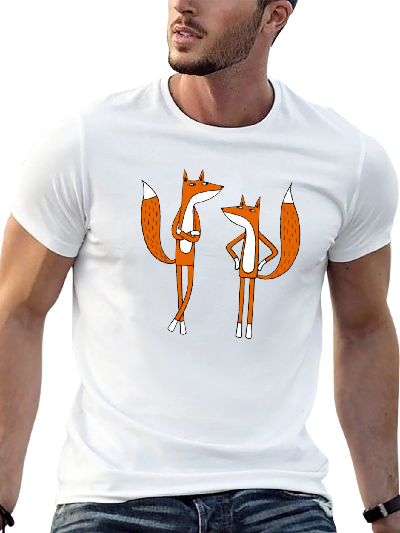 Funny Fox T-Shirt - Quirky Cartoon Design Black