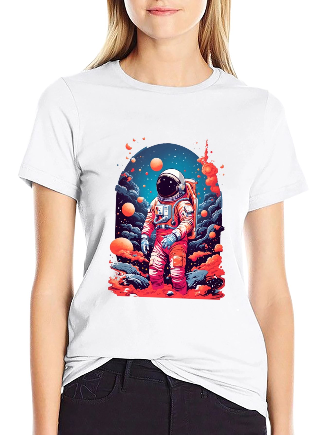 Astronaut Galaxy Print T-Shirt - Space Adventure Tee