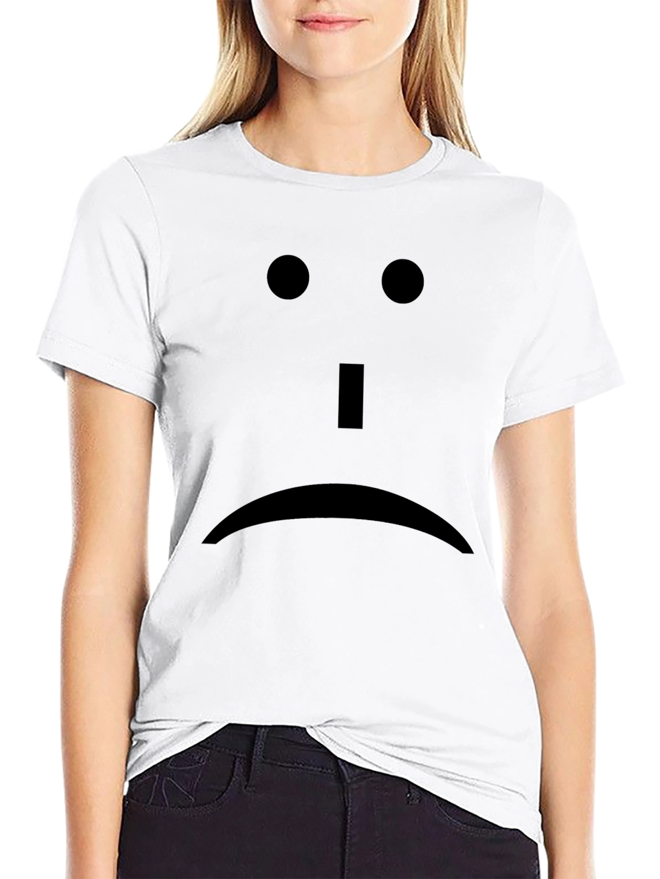Sad Face Black T-Shirt - Express Yourself!