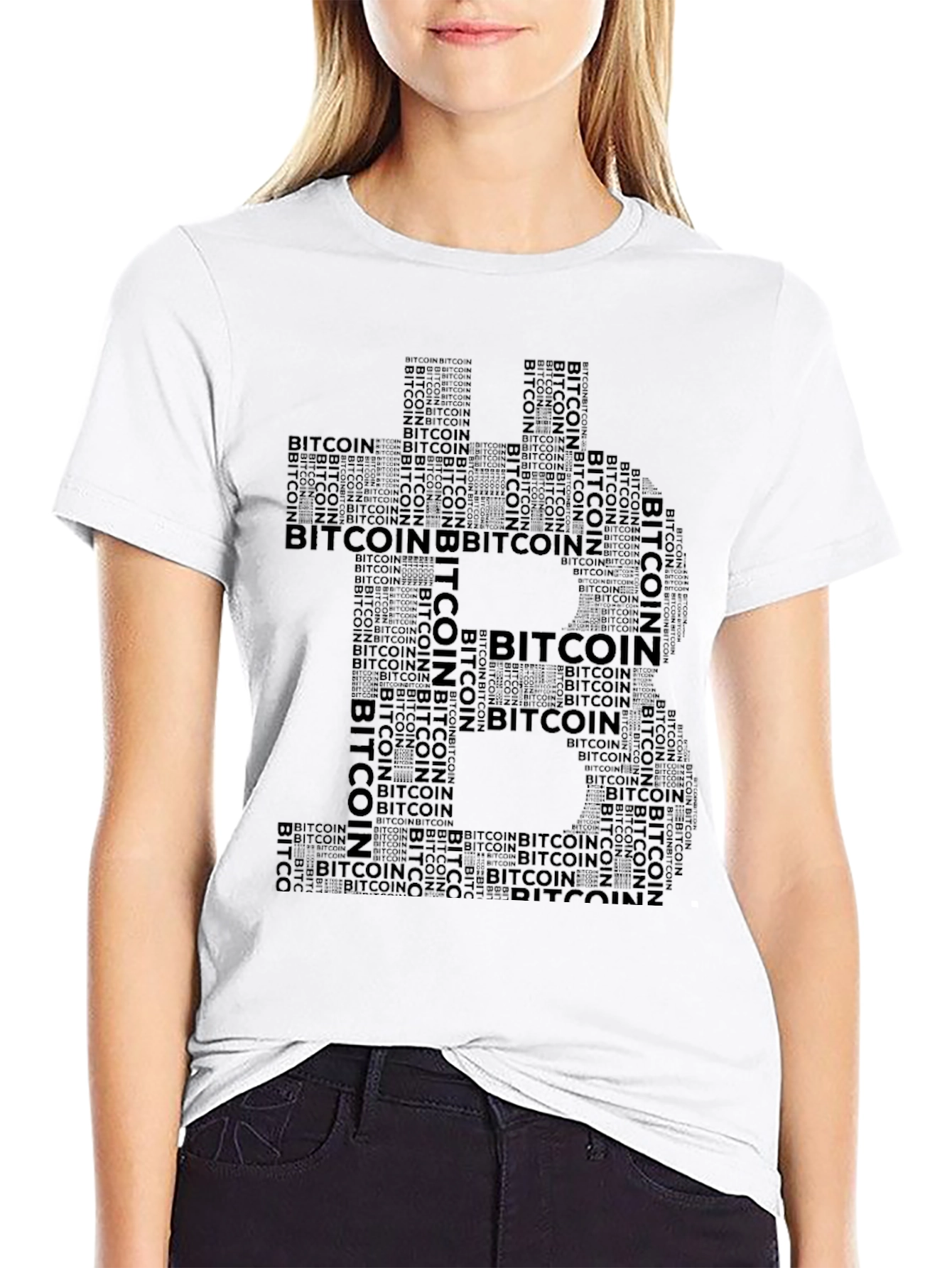 Bitcoin Word Art Black T-Shirt