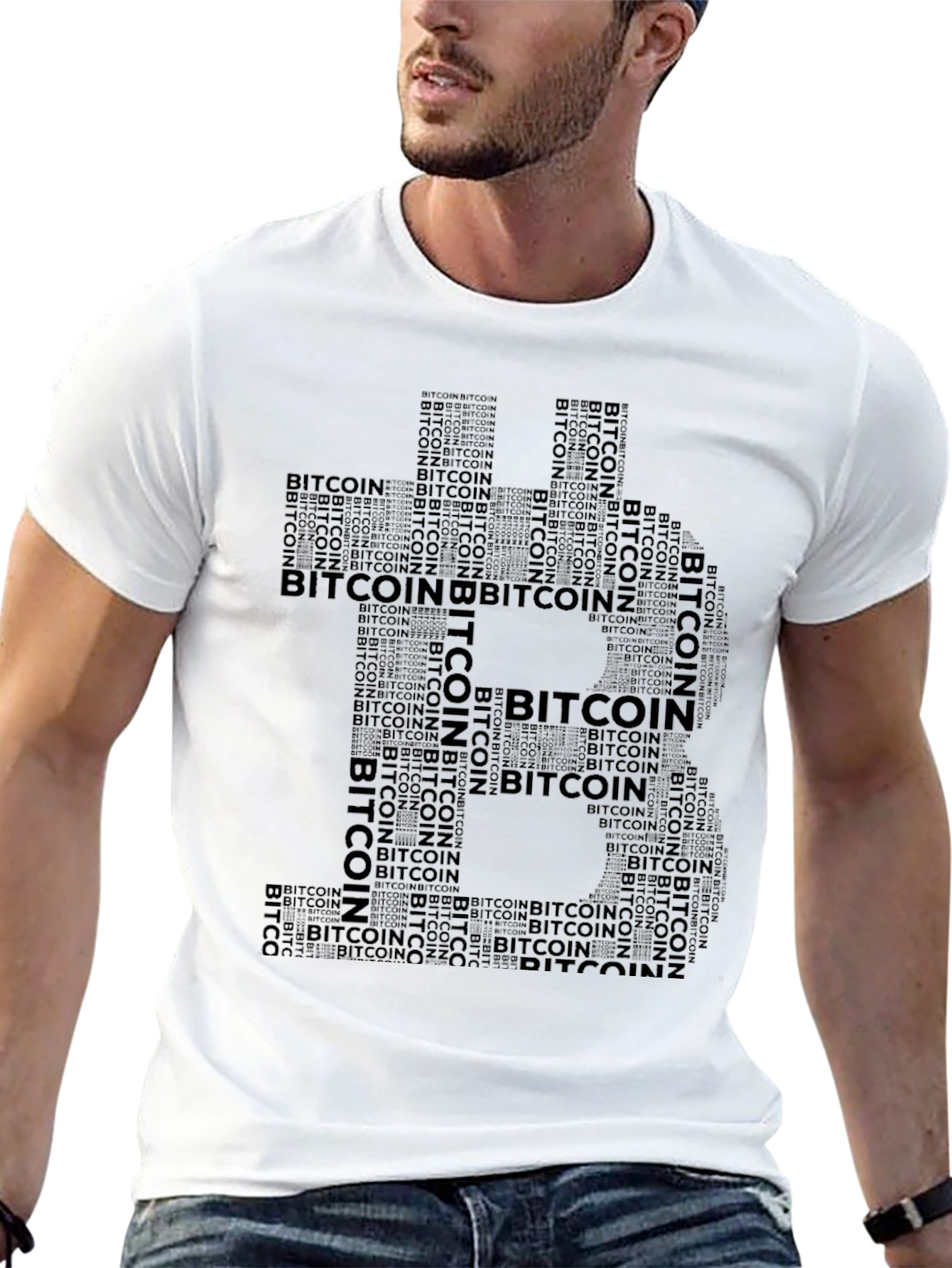 Bitcoin Word Art Black T-Shirt
