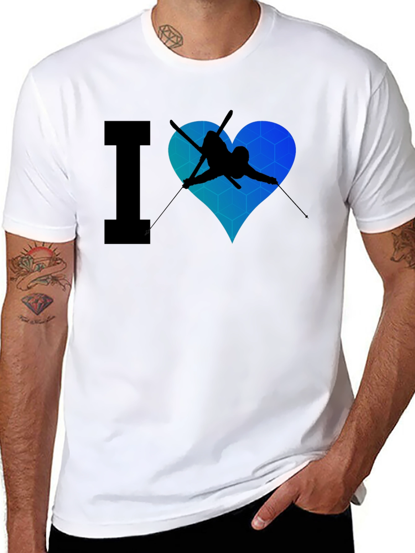 I Heart Skiing Black T-Shirt