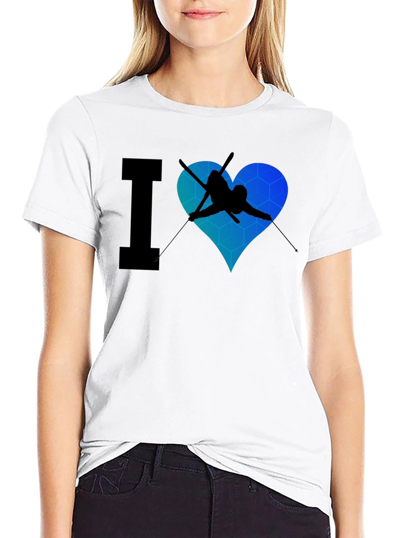 I Heart Skiing Black T-Shirt