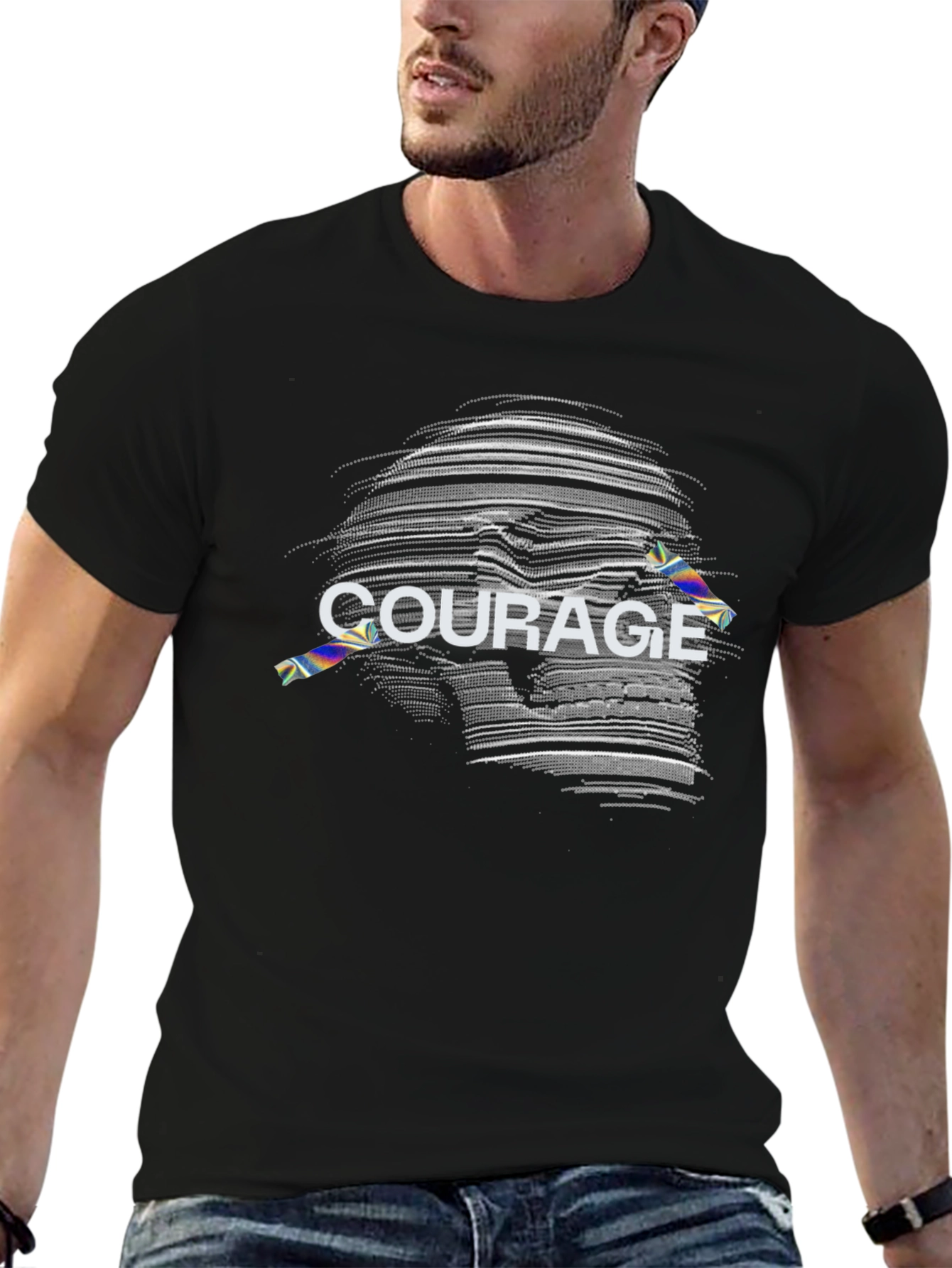 Courage Skull Graphic Print T-Shirt