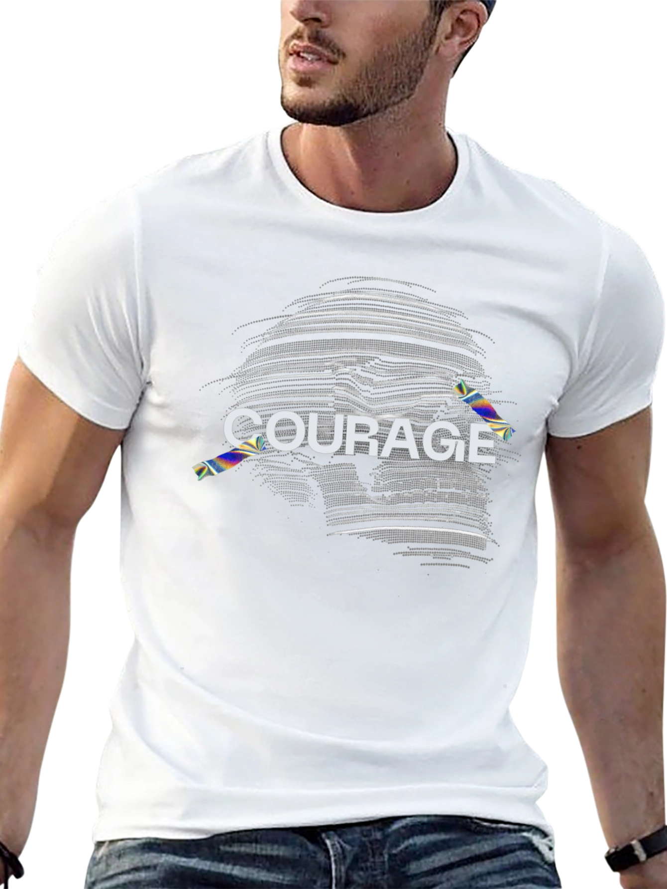 Courage Skull Graphic Print T-Shirt