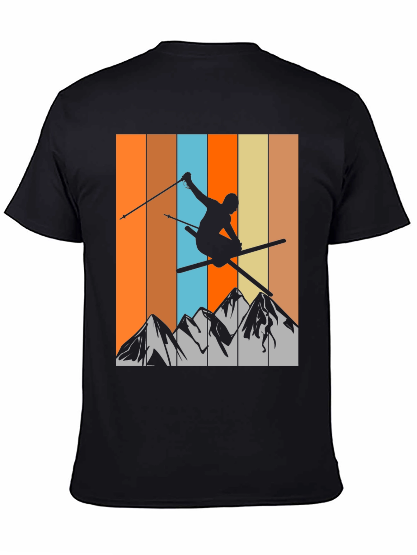 Retro Skiing T-Shirt - Mountain Silhouette Tee