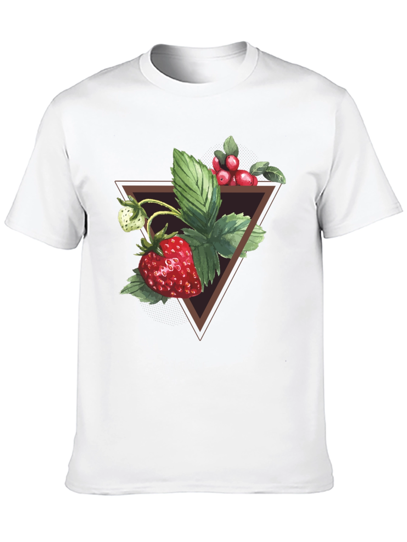 Strawberry Triangle Graphic Tee - Soft Black Cotton
