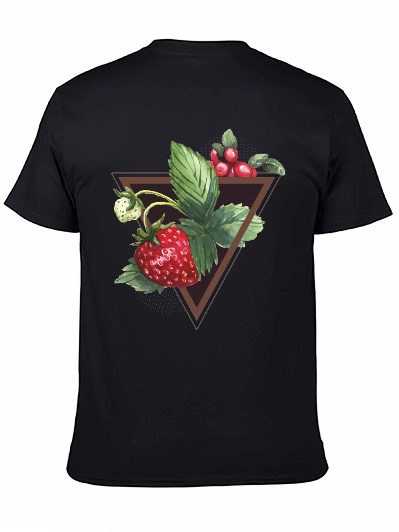 Strawberry Triangle Graphic Tee - Soft Black Cotton