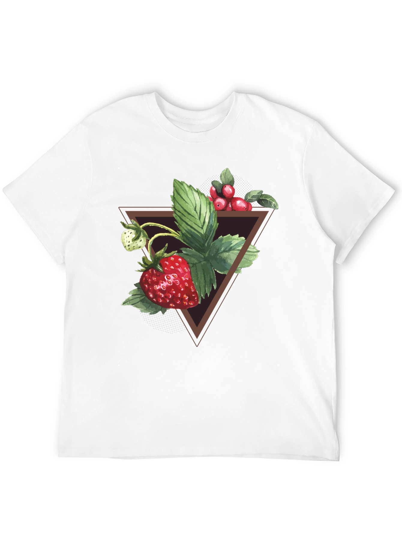 Strawberry Triangle Graphic Tee - Soft Black Cotton