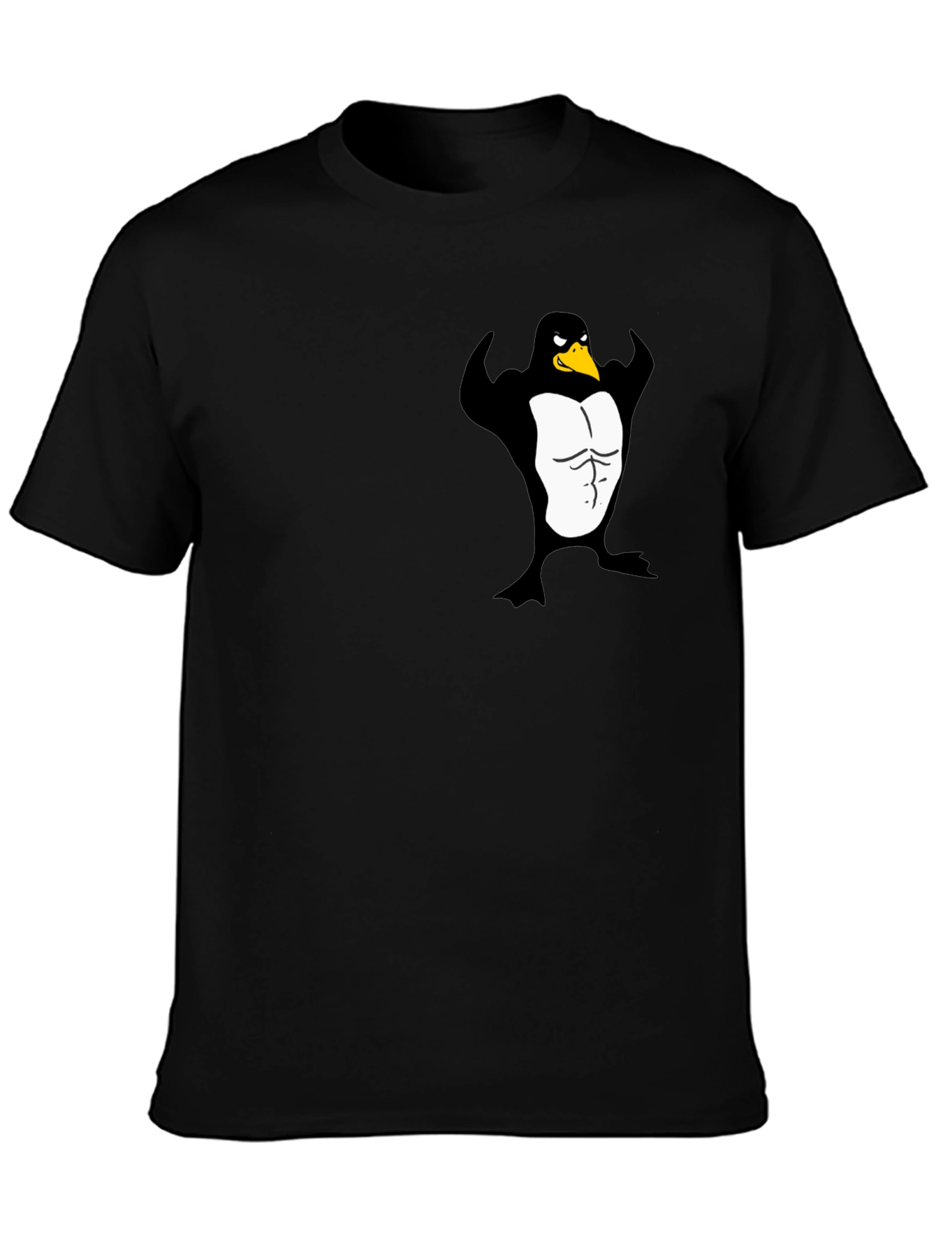 Muscle Penguin Graphic Black T-Shirt