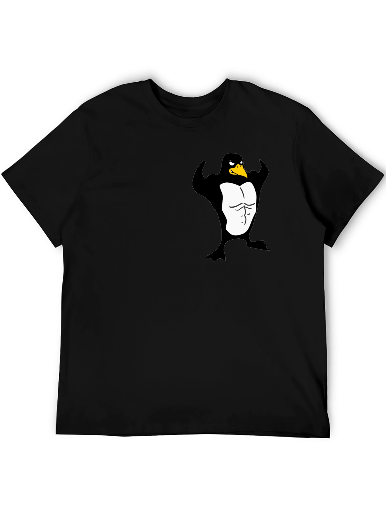 Muscle Penguin Graphic Black T-Shirt