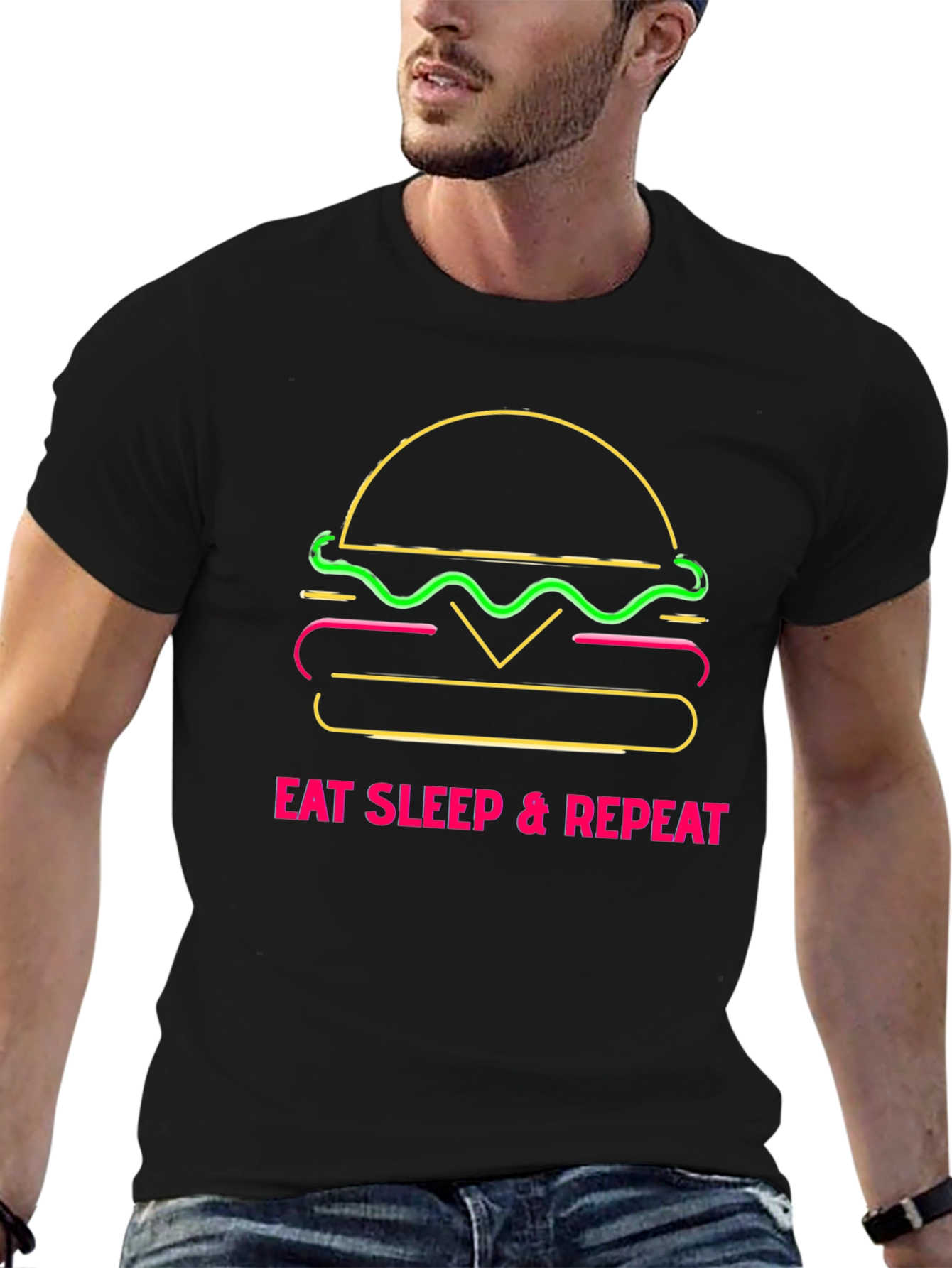 Eat Sleep Repeat Burger Graphic Tee