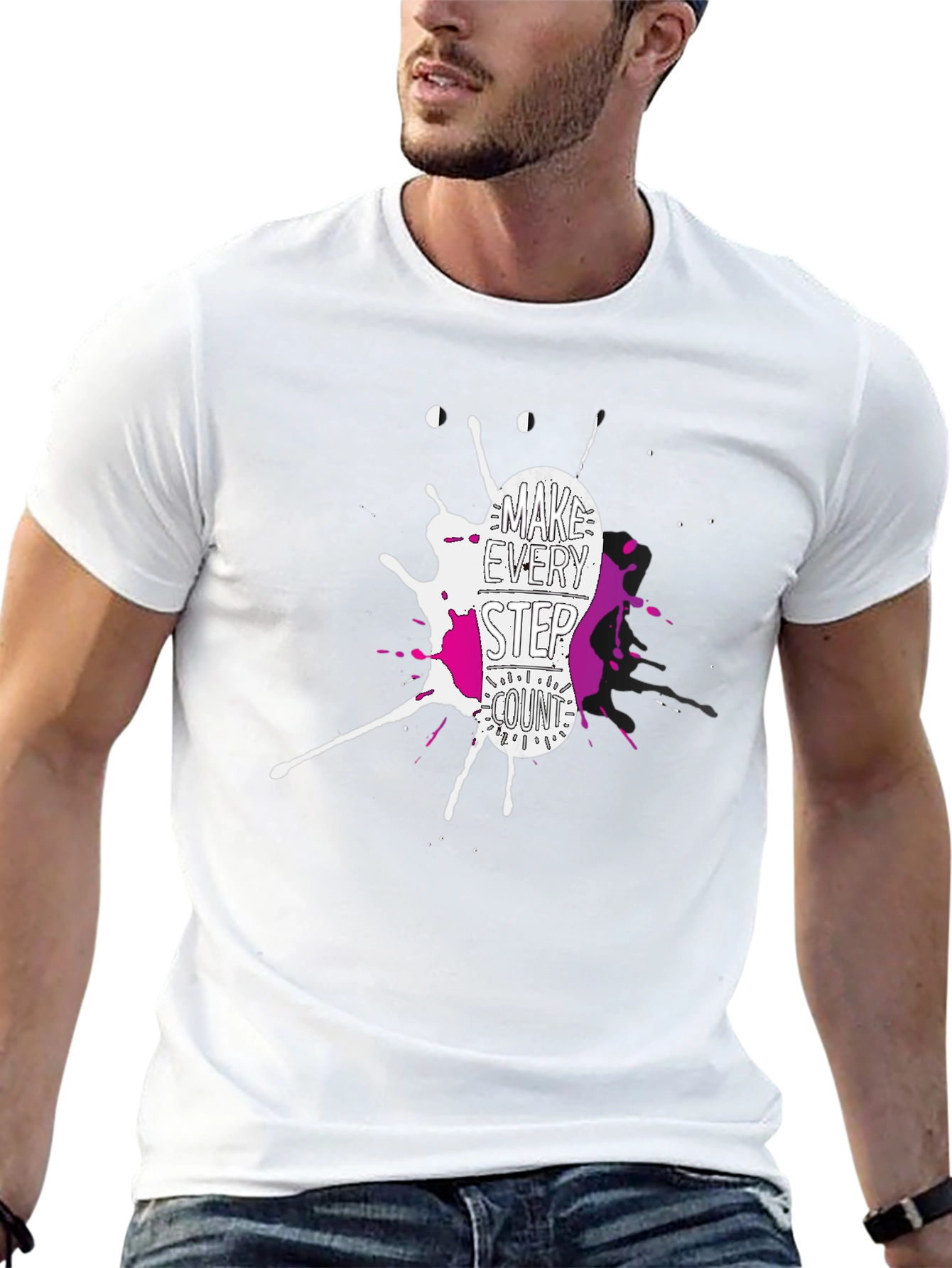 Make Every Step Count Graphic T-Shirt - Black