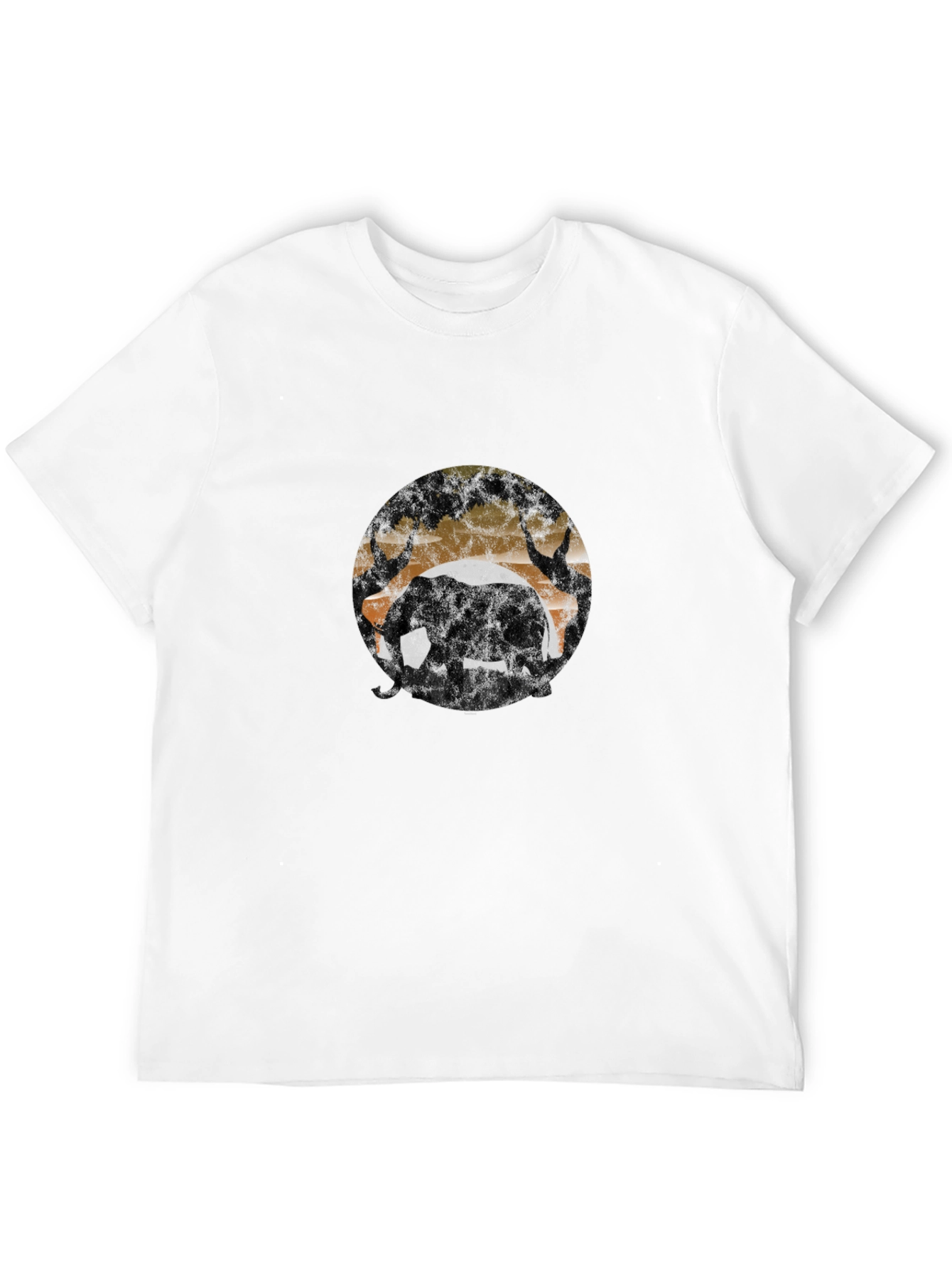 Elephant Silhouette Graphic Tee - Black Cotton Blend T-Shirt