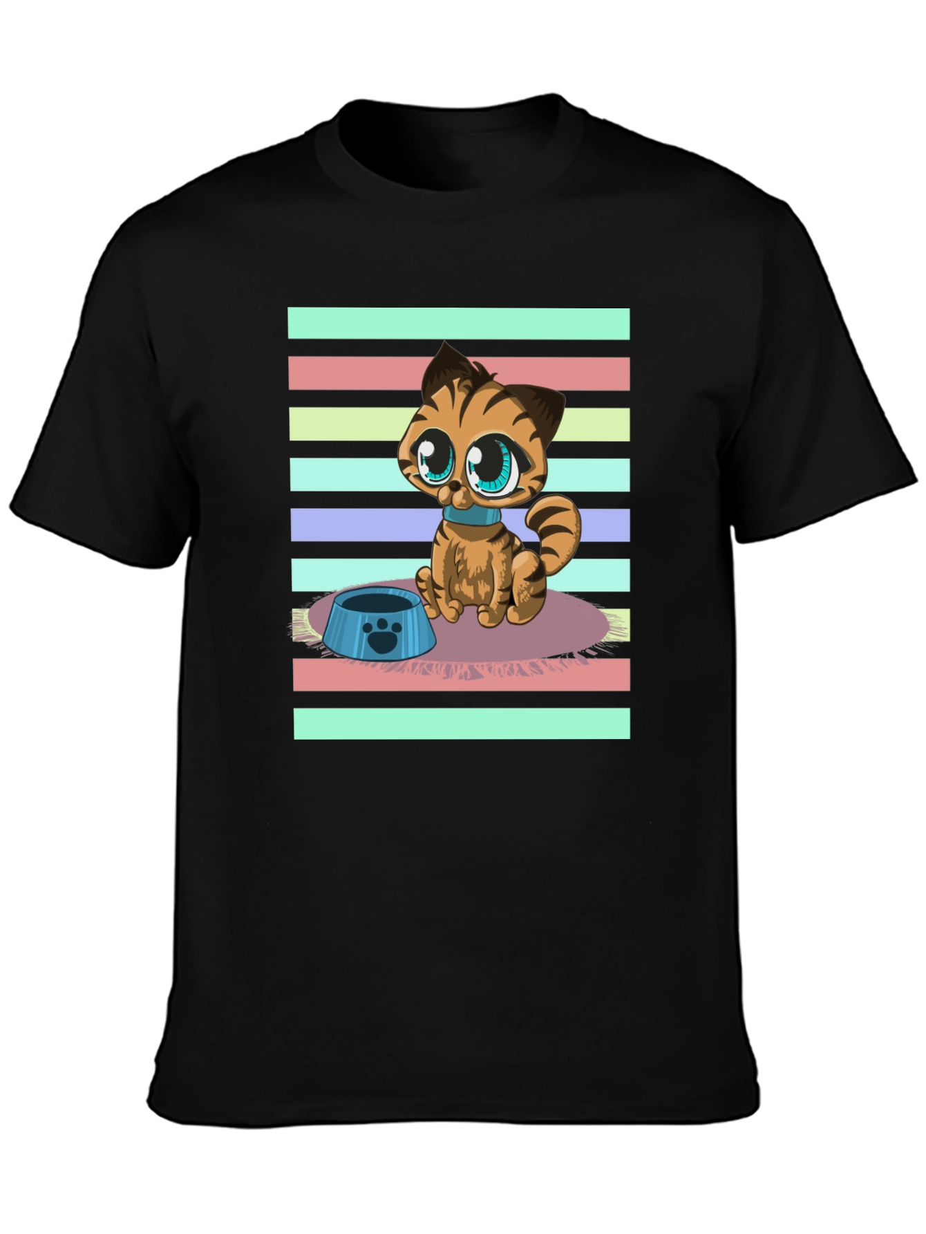 Cute Cartoon Cat Graphic T-Shirt