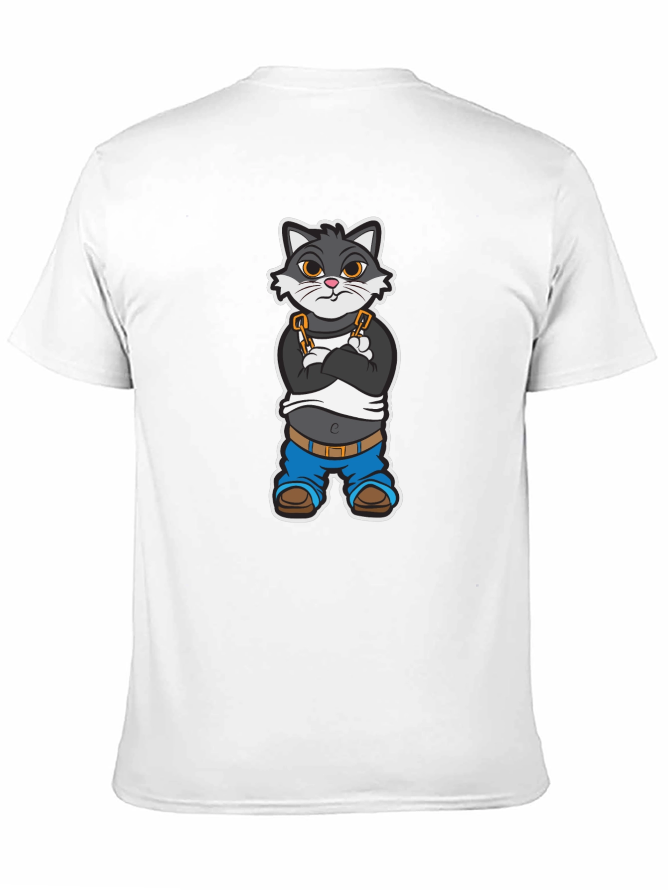 Cool Cat Cartoon Graphic Black T-Shirt
