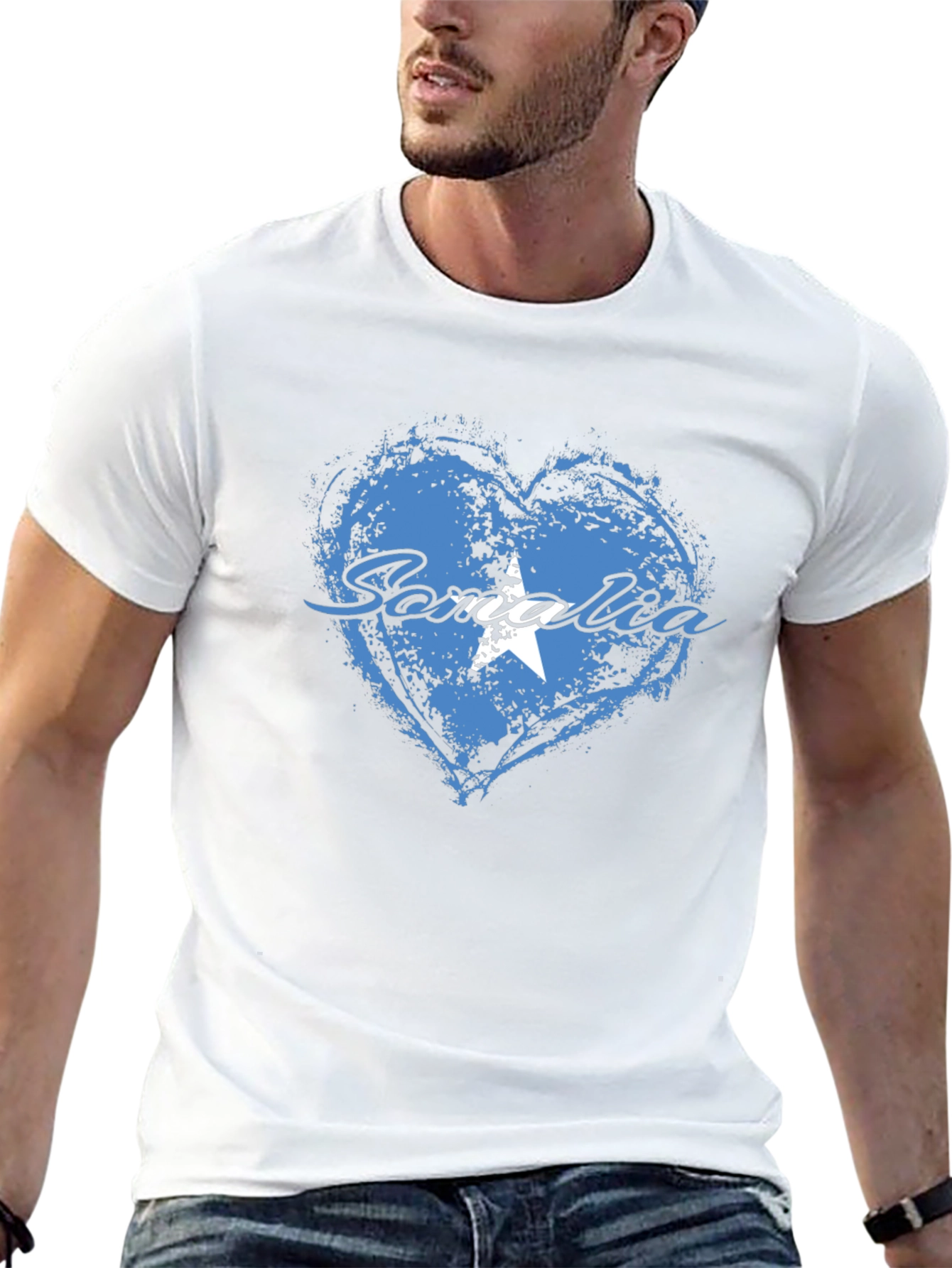 Somalia Flag Heart T-Shirt - Black