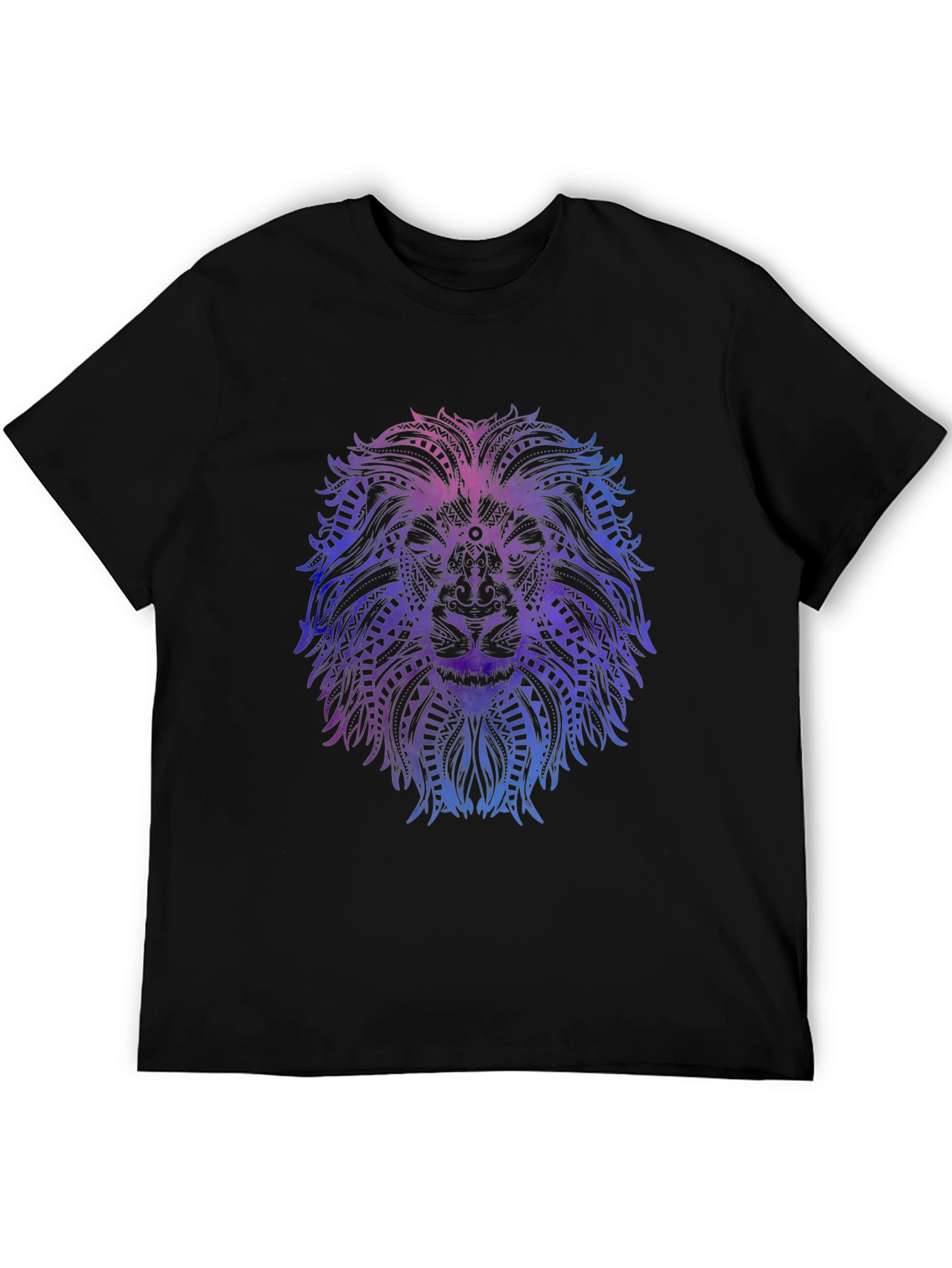 Lion Mandala Graphic Tee - Stylish Mens Black T-Shirt