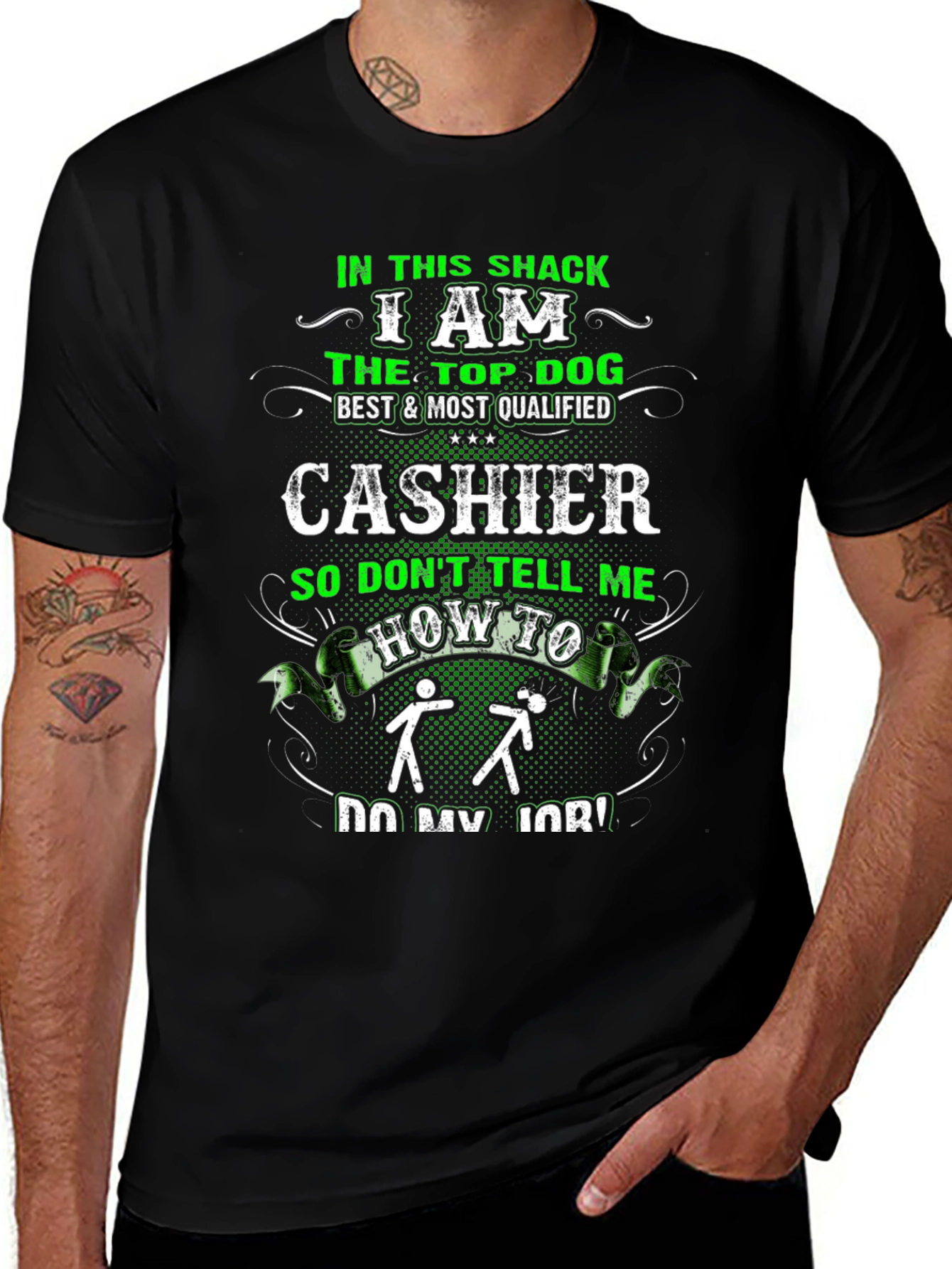 Cashier Top Dog Funny Graphic T-Shirt