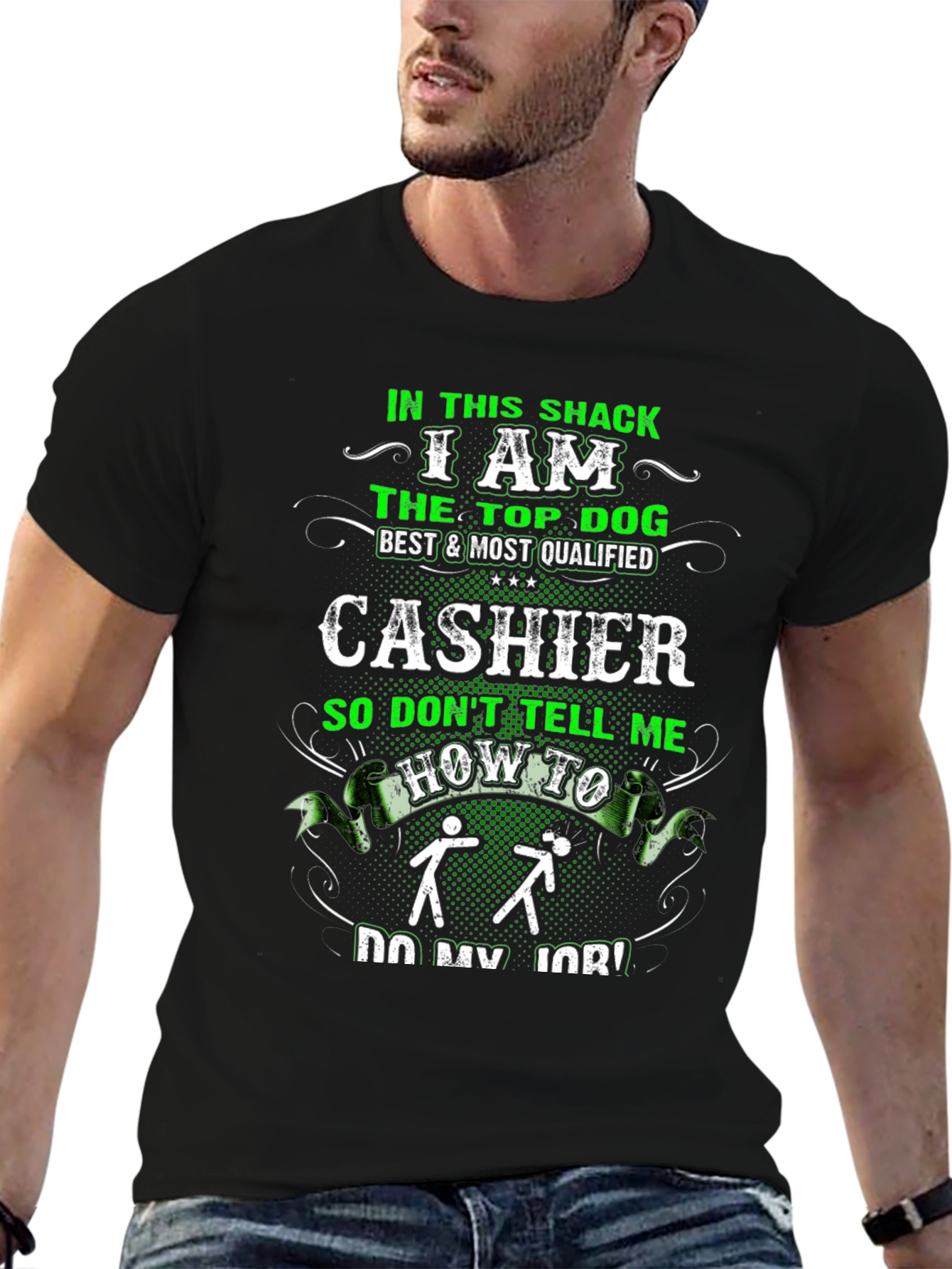 Cashier Top Dog Funny Graphic T-Shirt