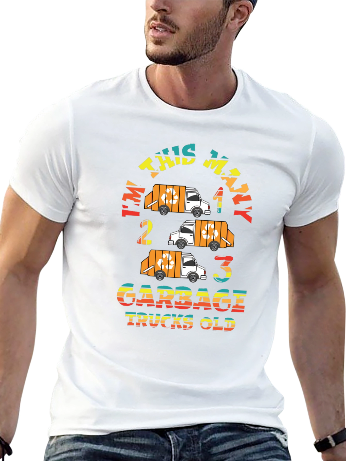Im This Many Garbage Trucks Old Black Graphic Tee
