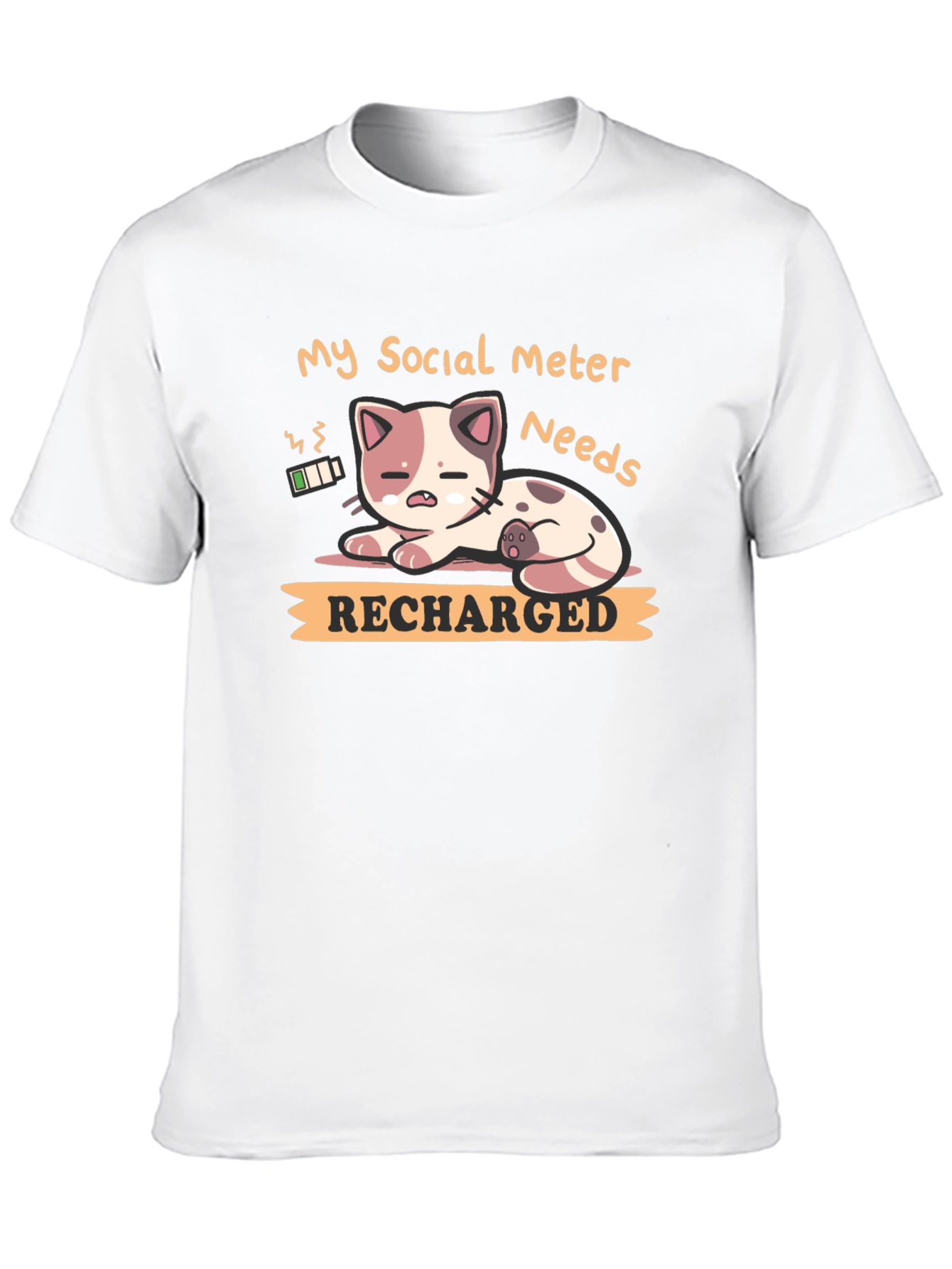 Social Meter Recharge Cat Graphic T-Shirt