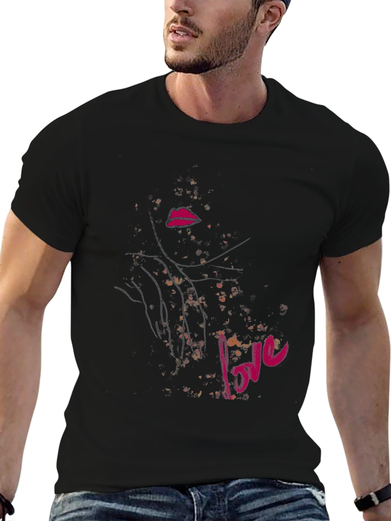Love Lips Graphic Tee - Stylish Black Cotton T-Shirt