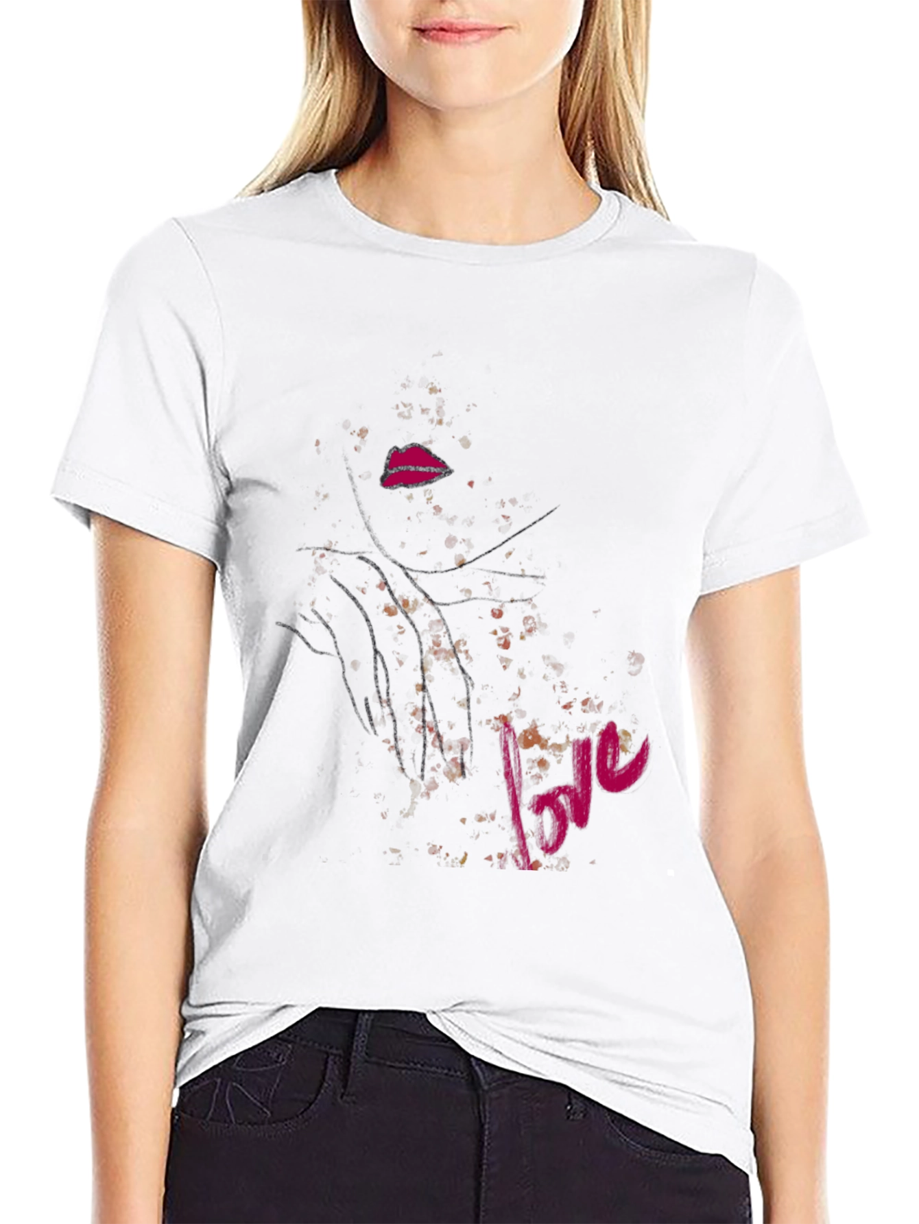 Love Lips Graphic Tee - Stylish Black Cotton T-Shirt
