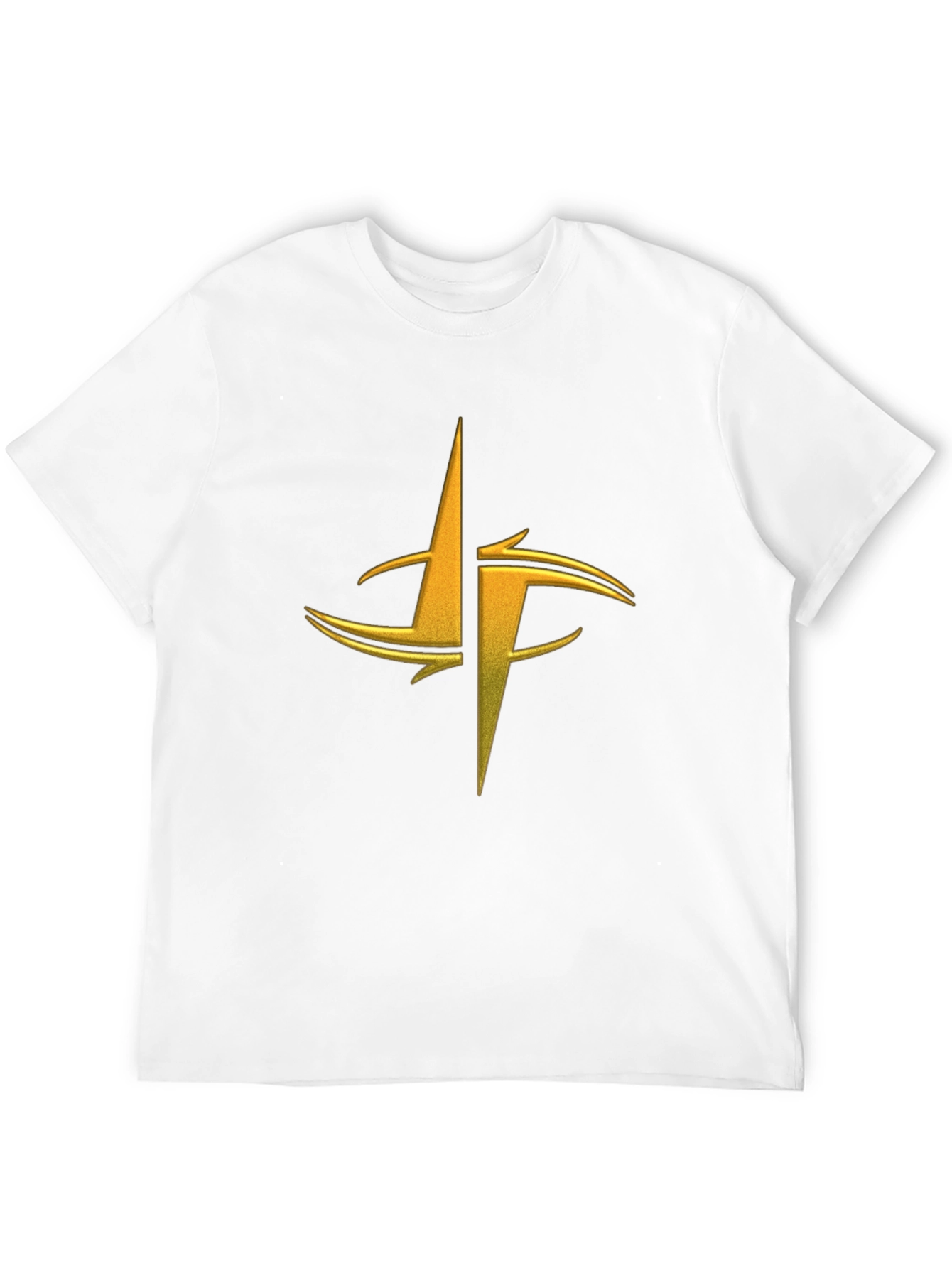 Mens Black Graphic Tee - Gold Abstract Design