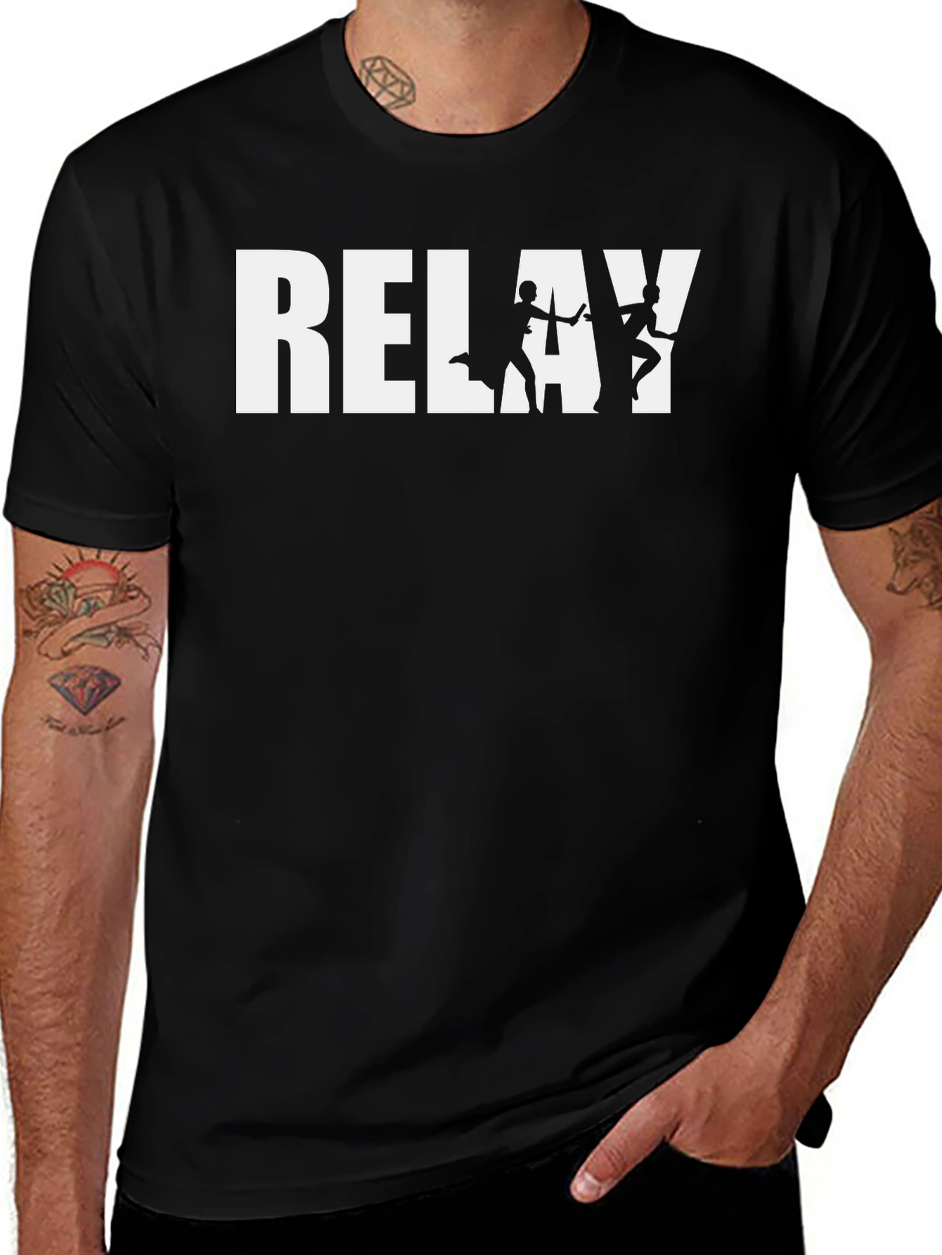 Relay Team Graphic Tee - Black Cotton T-Shirt