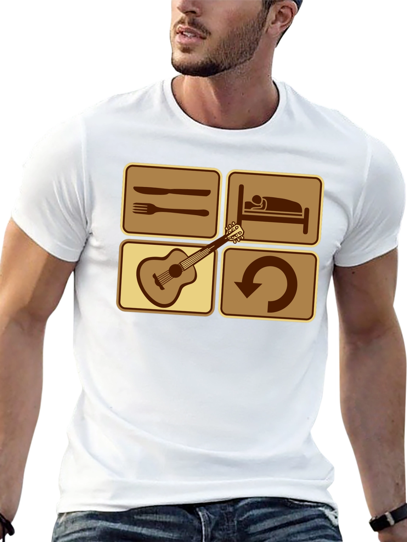 Eat Sleep Guitar Repeat Black T-Shirt