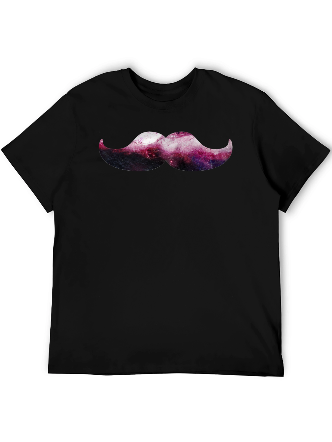 Cosmic Mustache Graphic Tee - Trendy Mens Black T-Shirt