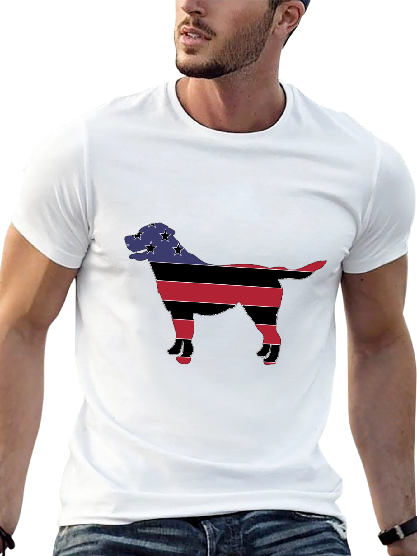 Patriotic Dog Silhouette T-Shirt - Black