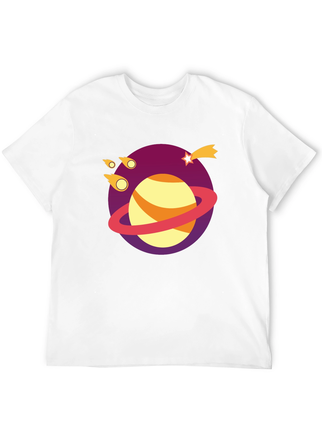 Galaxy Planet Graphic Tee - Black Cotton T-Shirt