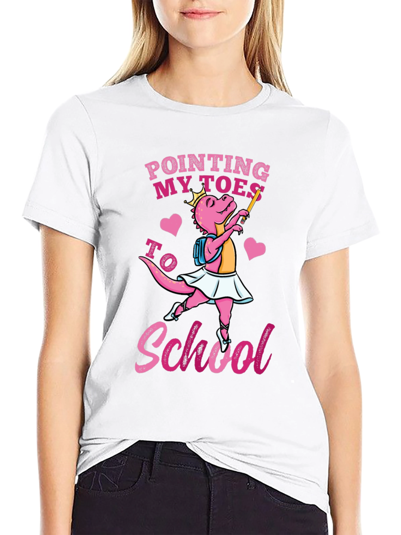 Ballerina Dinosaur Back to School Graphic Tee