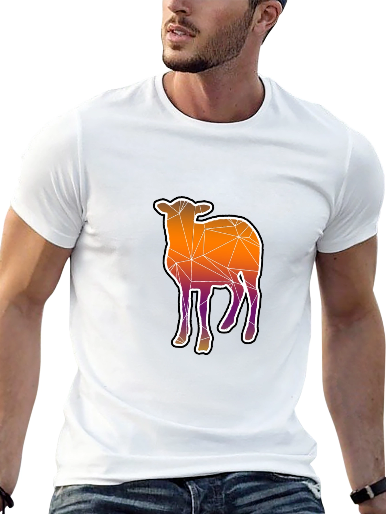 Geometric Sheep Graphic Tee - Modern Style