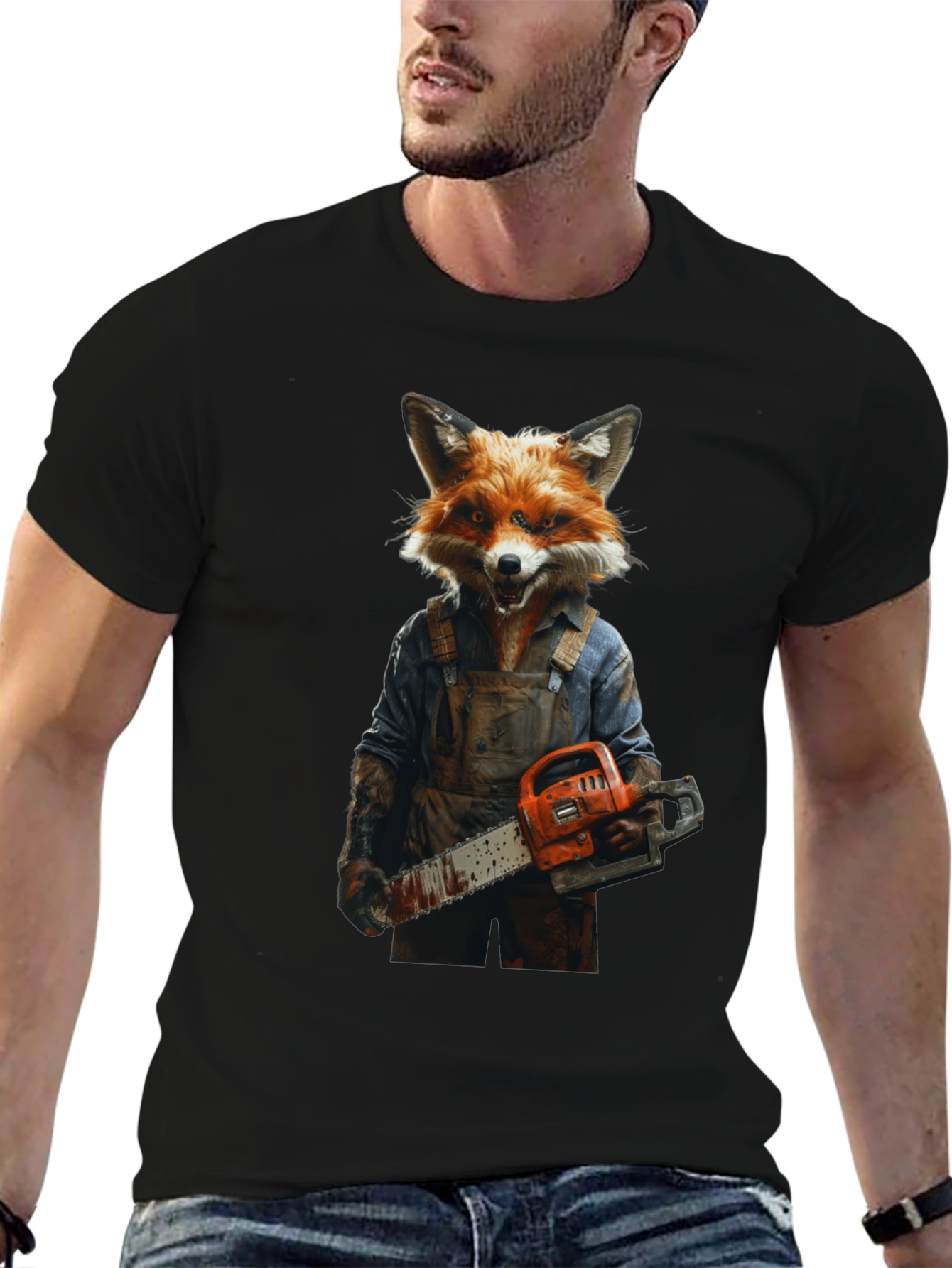 Fox Chainsaw T-Shirt - Unique Animal Graphic Tee