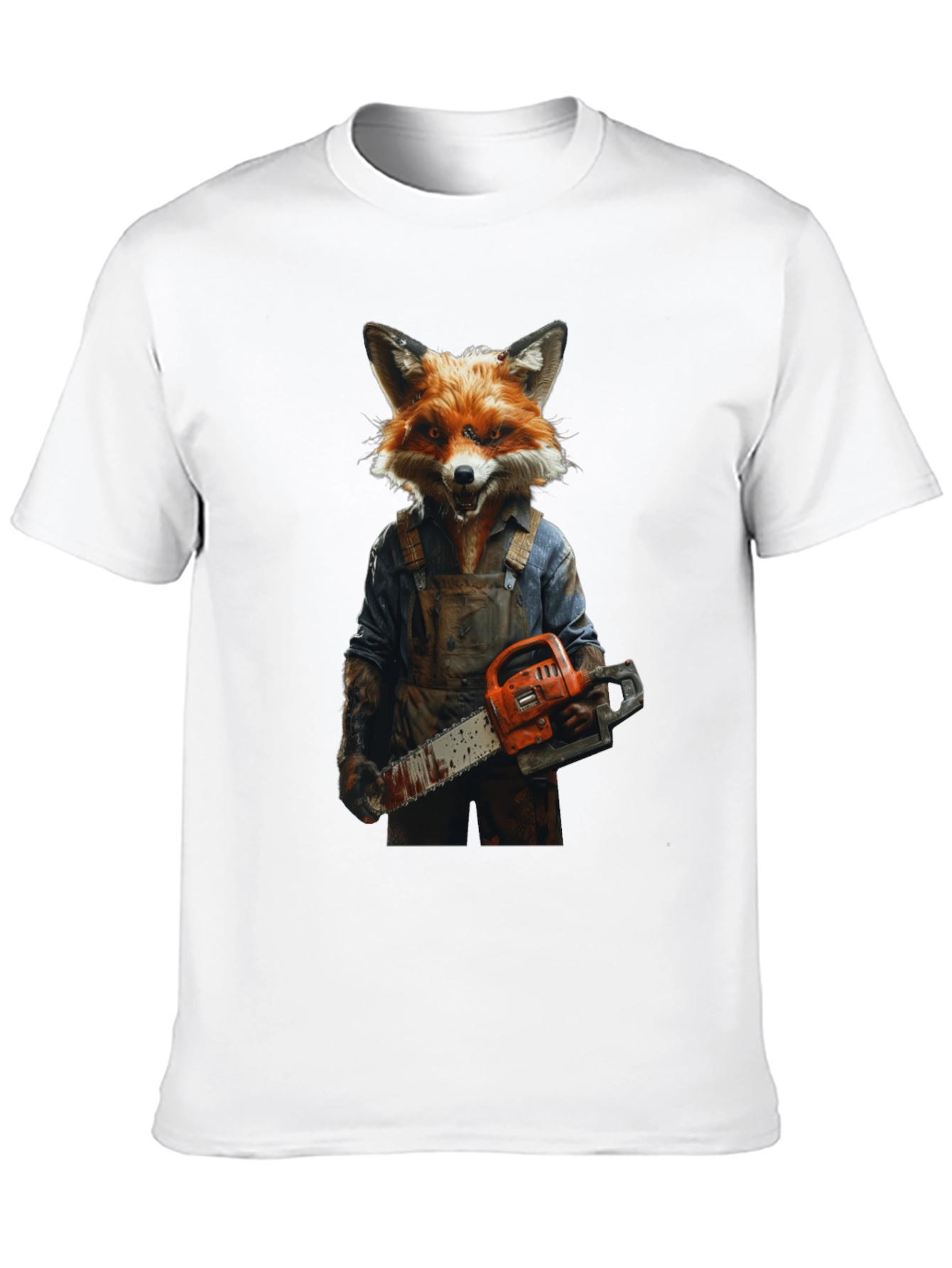 Fox Chainsaw T-Shirt - Unique Animal Graphic Tee