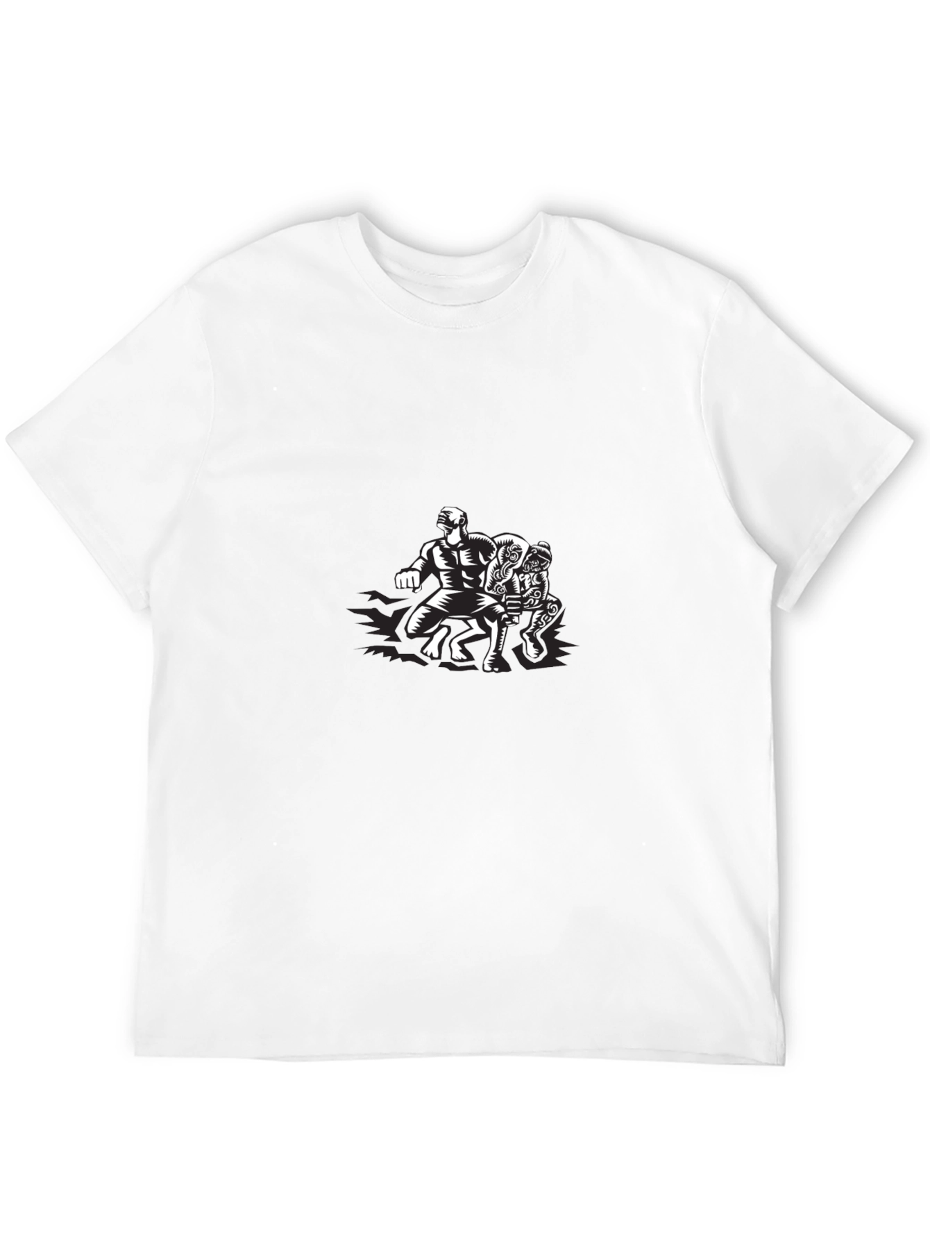 Black Graphic Tee: Wrestlers