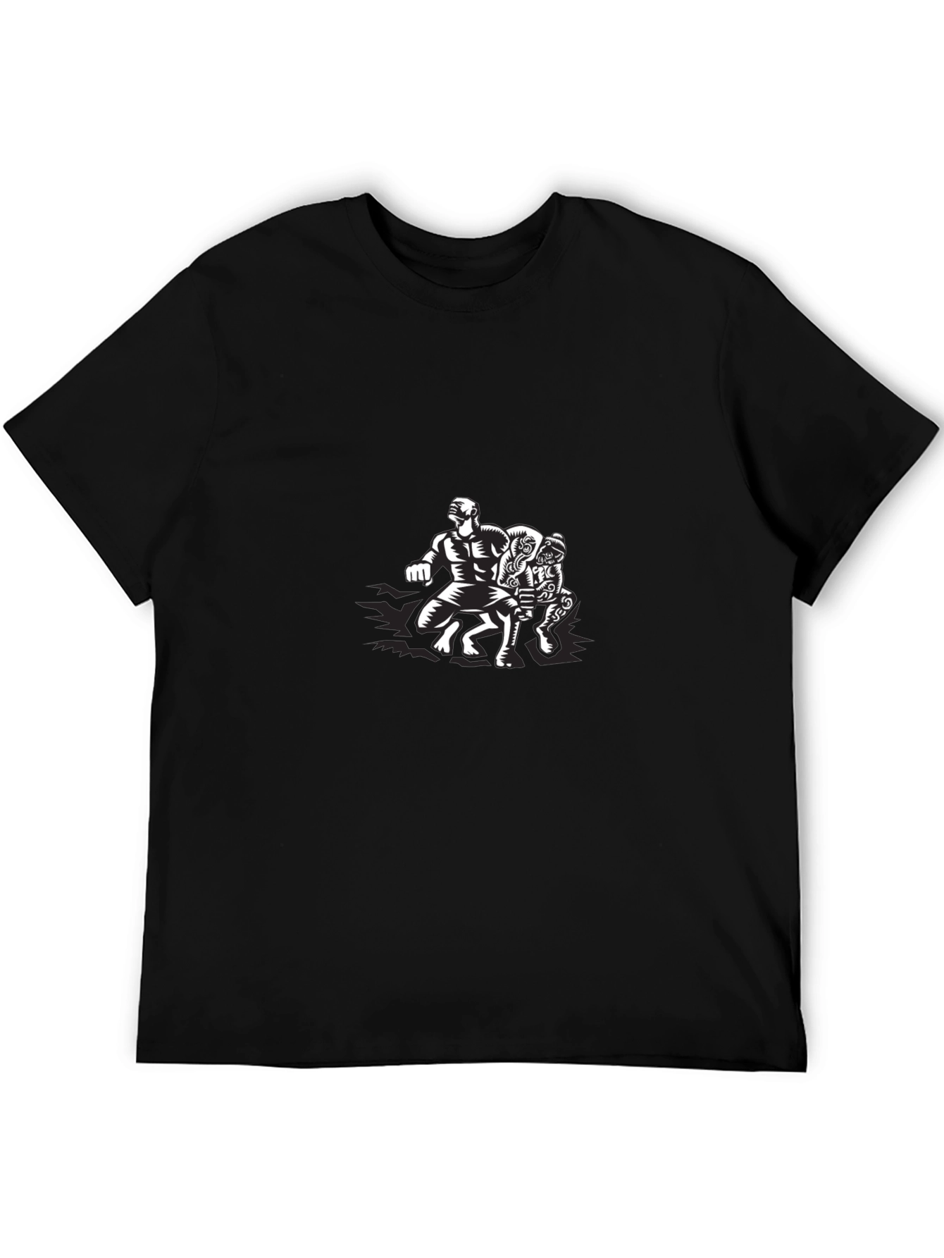 Black Graphic Tee: Wrestlers