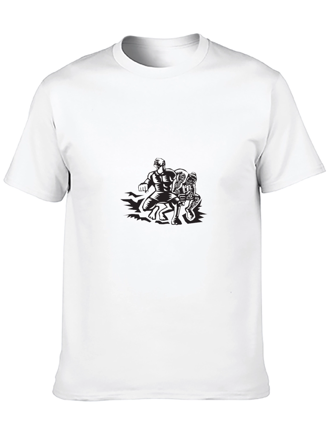 Black Graphic Tee: Wrestlers
