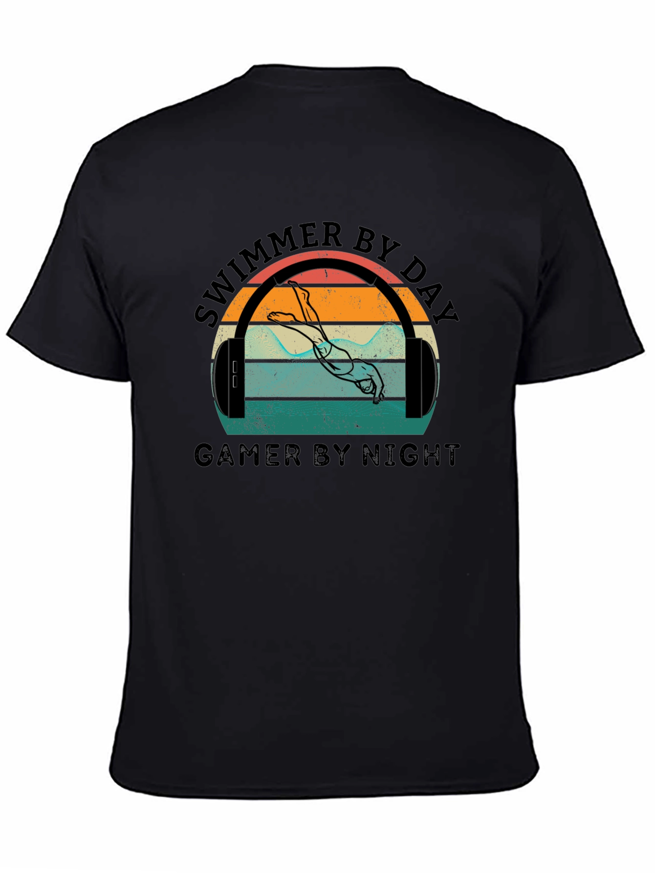 Swimmer By Day Gamer By Night Graphic T-Shirt